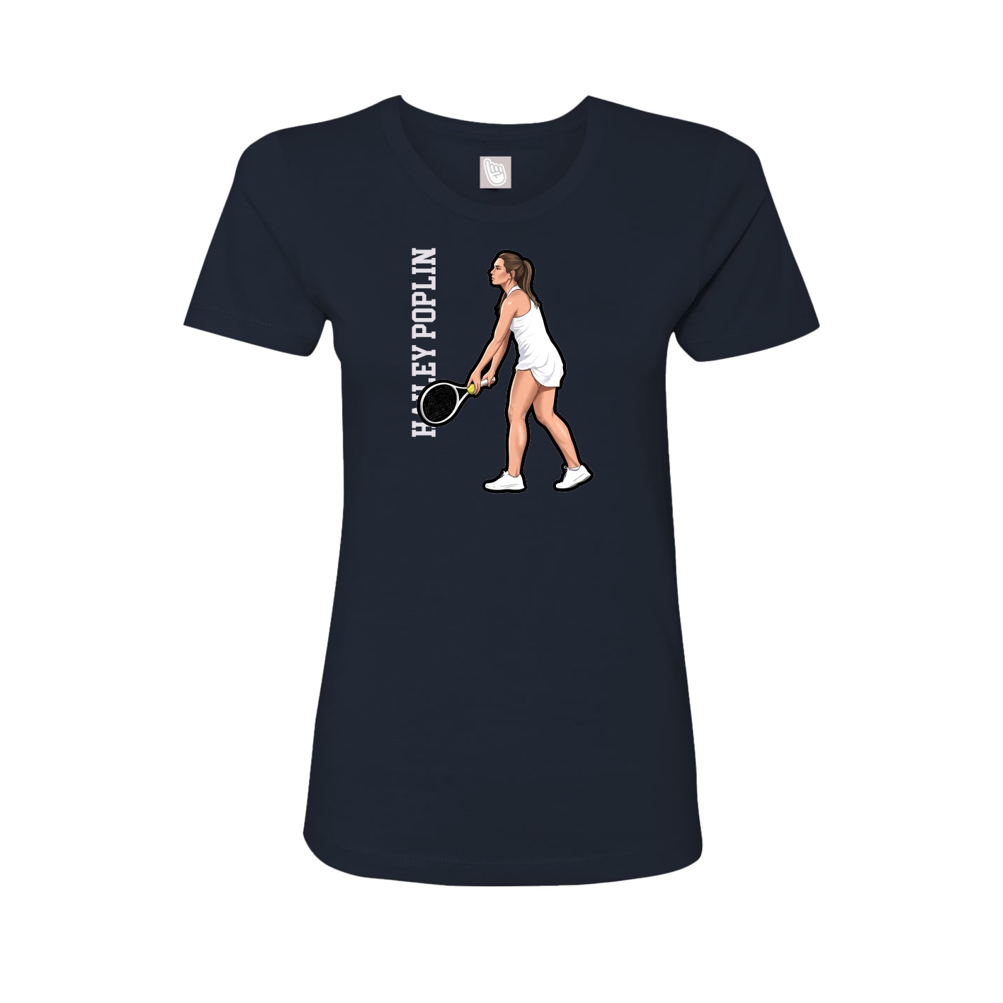 Fitted Women's Tee — Name Vertical in Navy