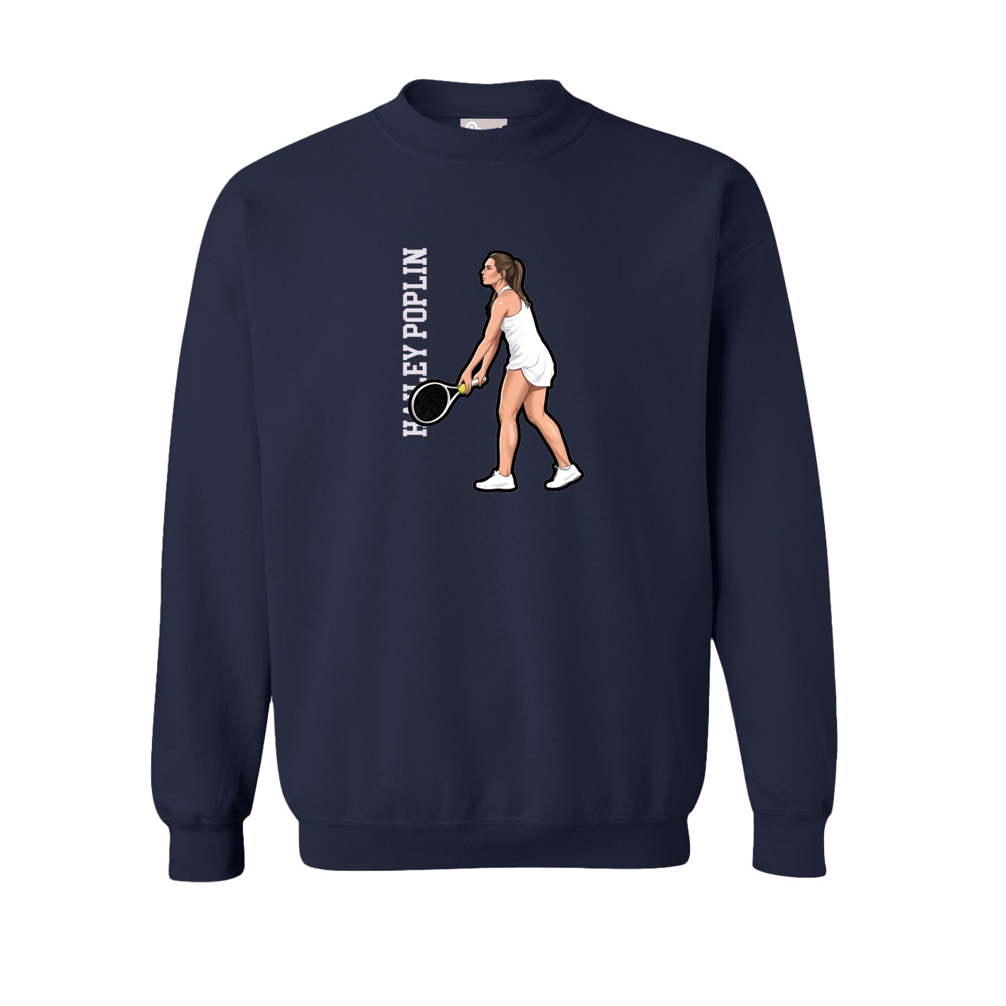 Fleece Crew — Name Vertical in Navy