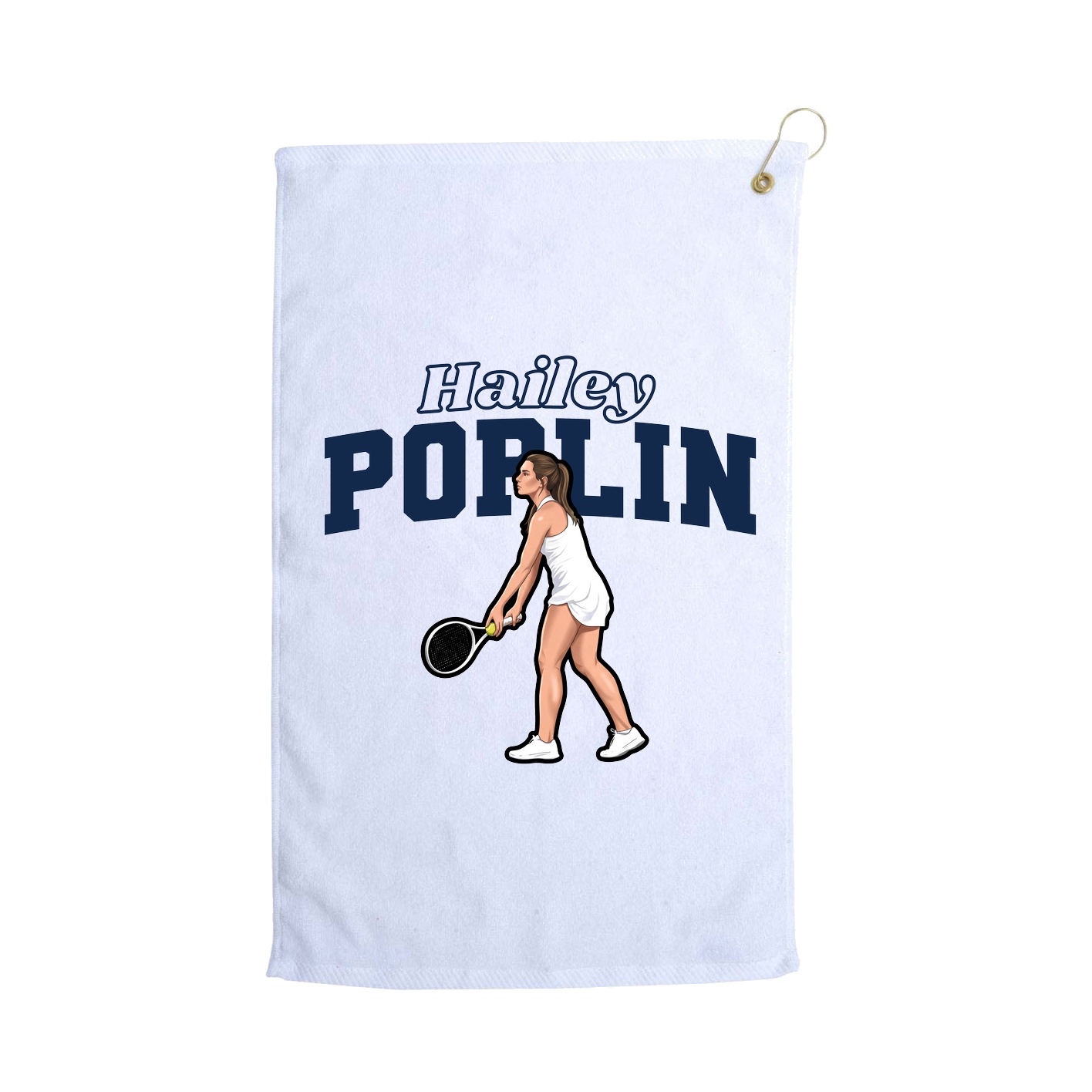 Golf Towel — Name Arch in White