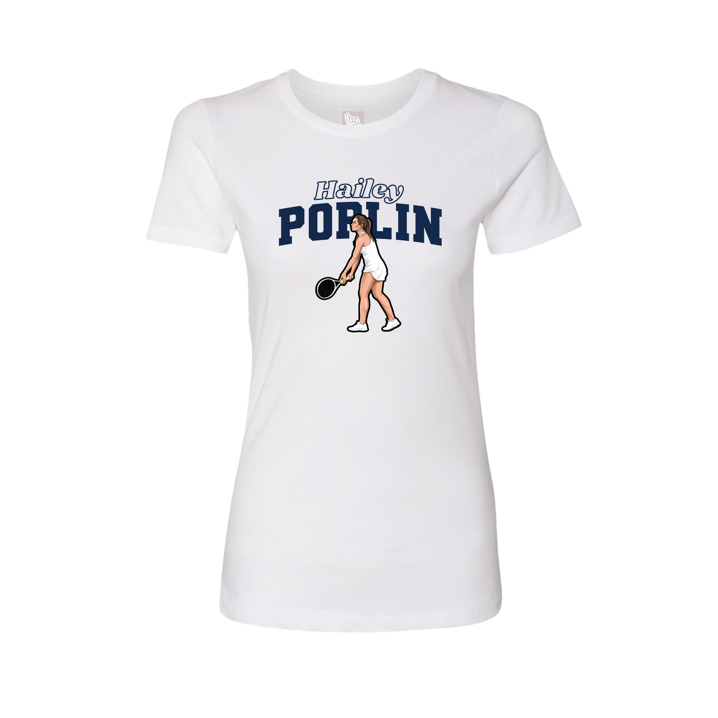 Fitted Women's Tee — Name Arch in White