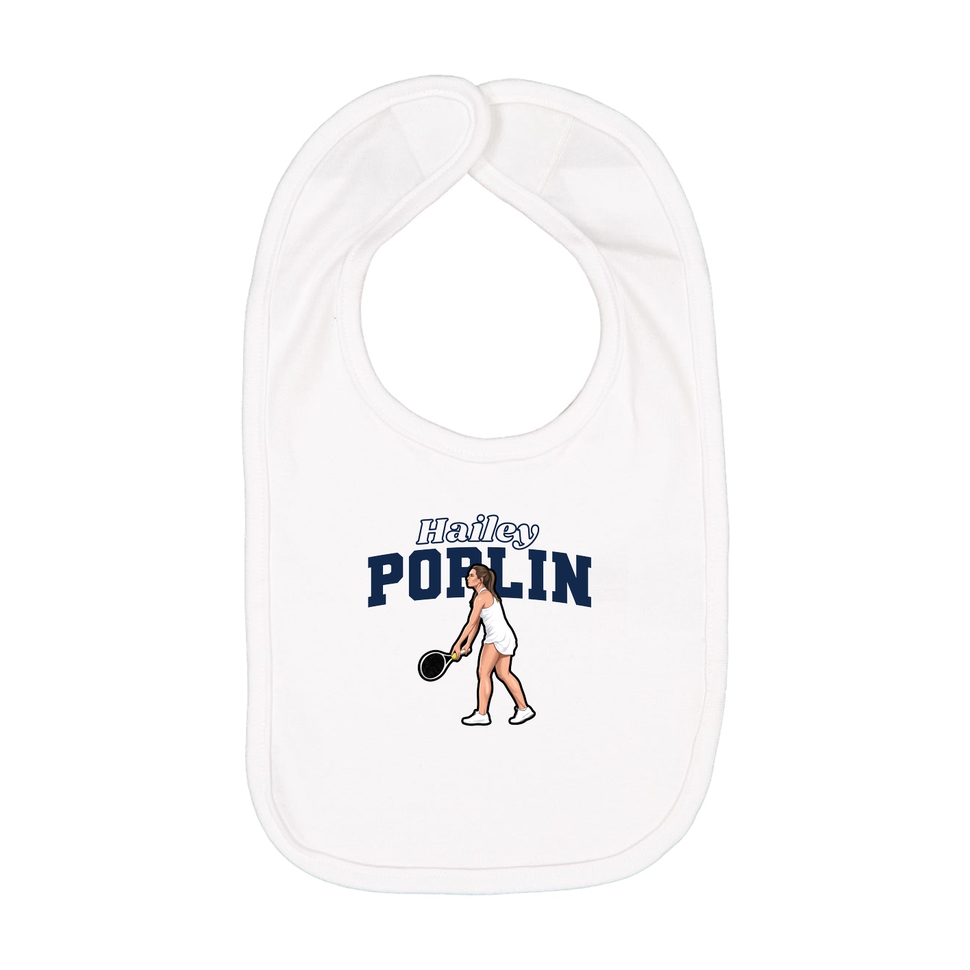 Infant Bib — Name Arch in White