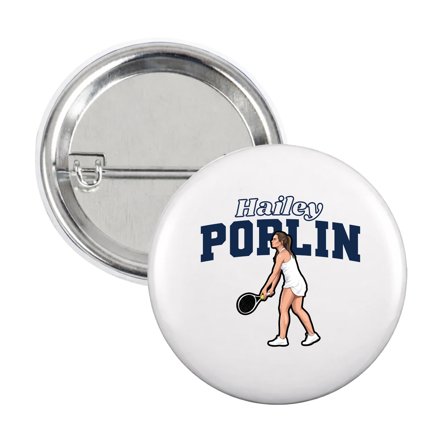 Game Day Button — Name Arch in White
