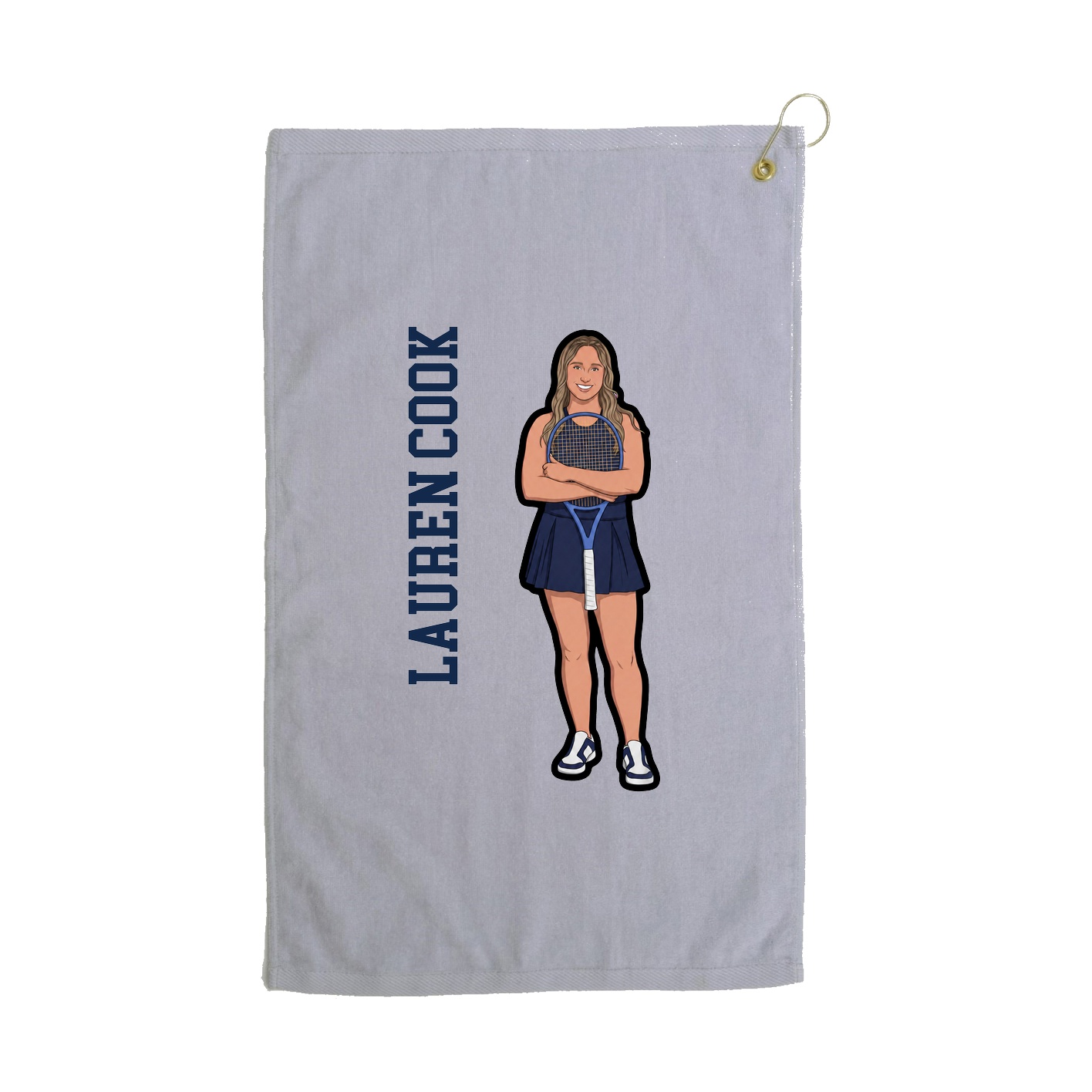 Golf Towel — Name Vertical in Grey