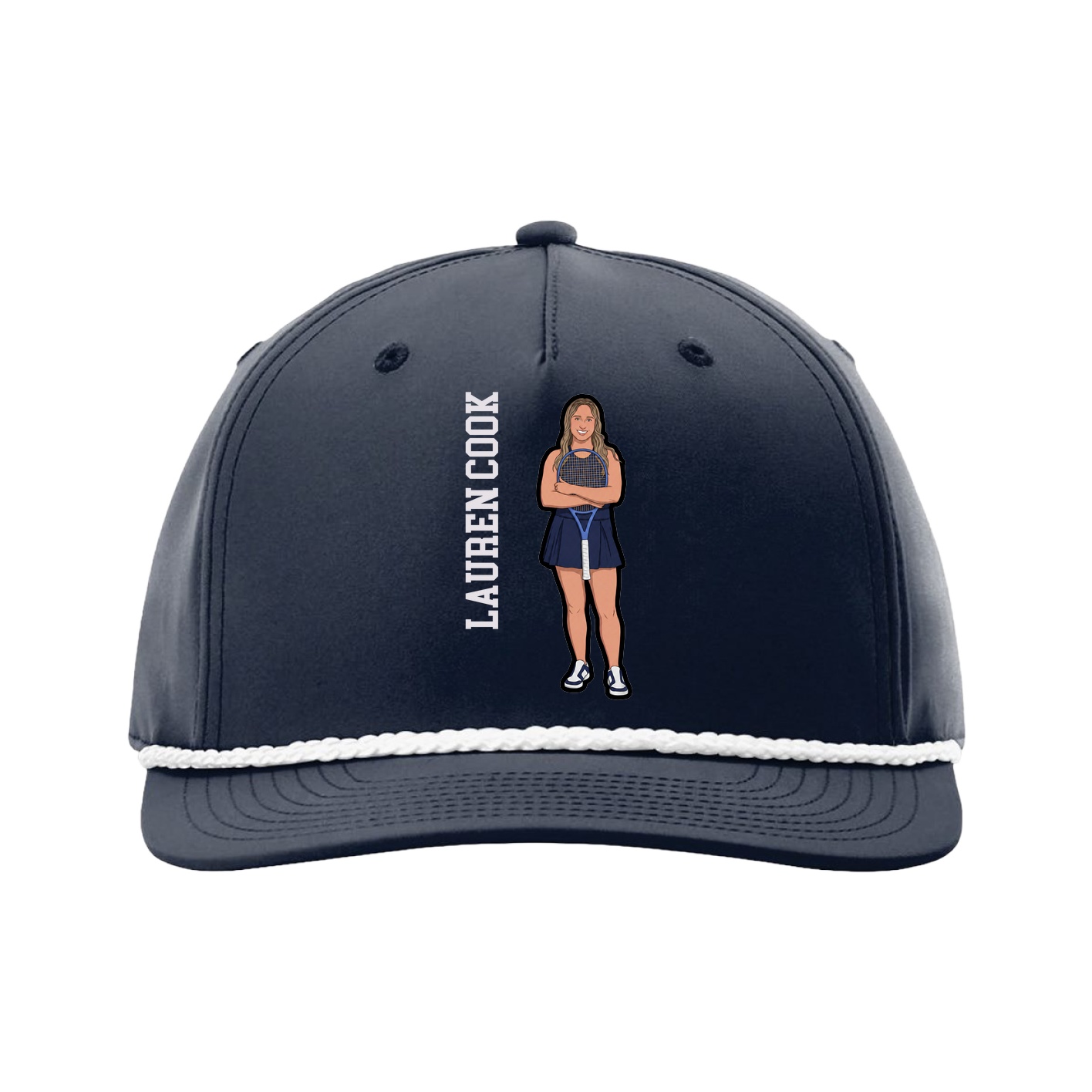 Five-Panel Classic Rope Cap — Name Vertical in Navy