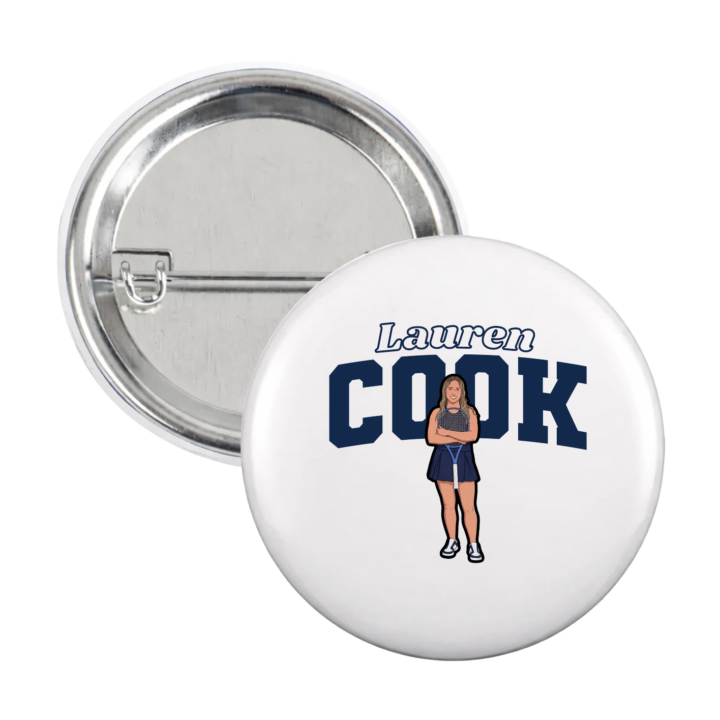 Game Day Button — Name Arch in White