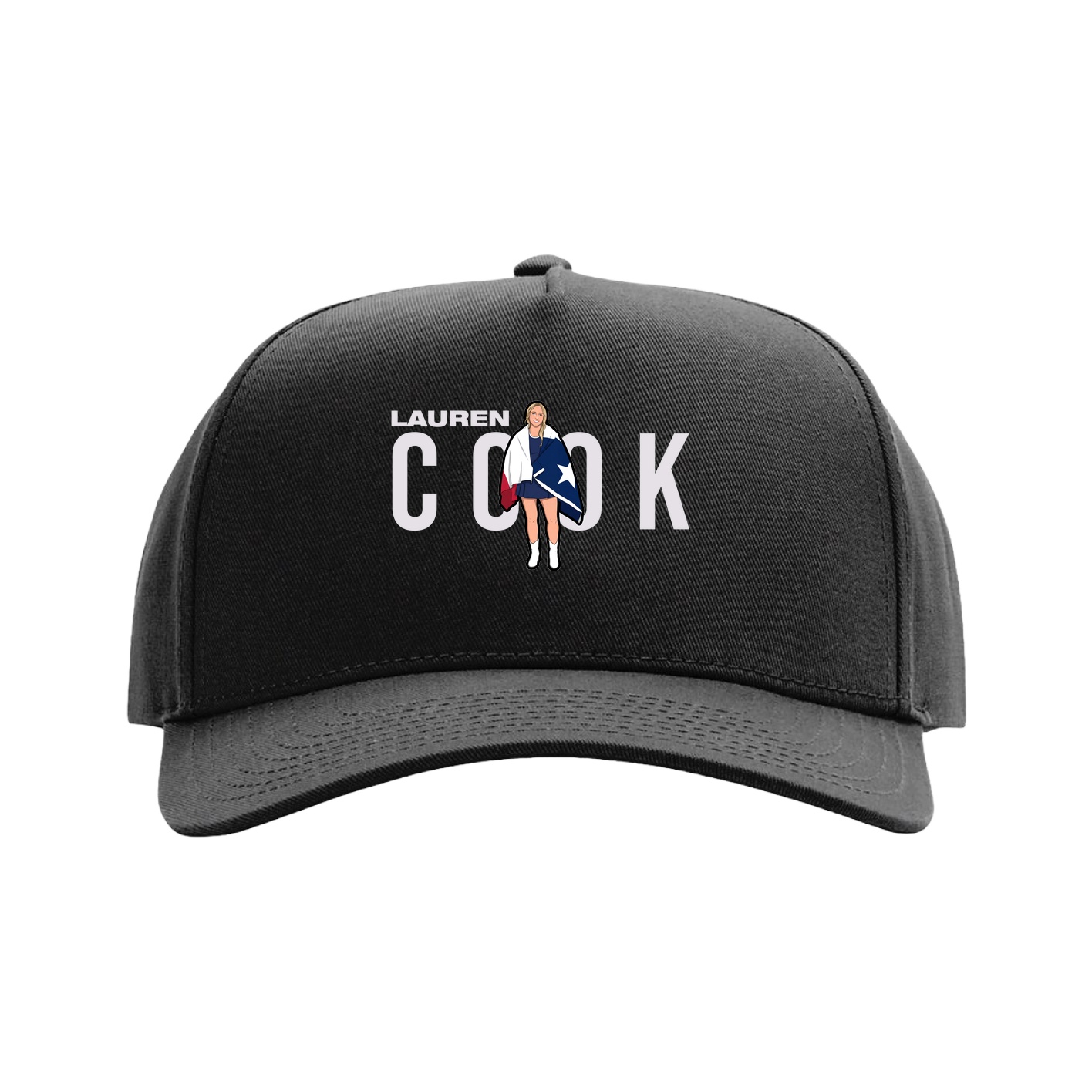 Full Fabric Five-Panel Champ Cap — Player Name in Black