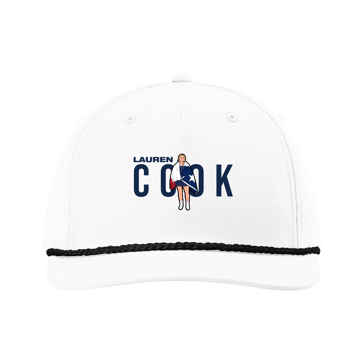 Five-Panel Classic Rope Cap — Player Name in White
