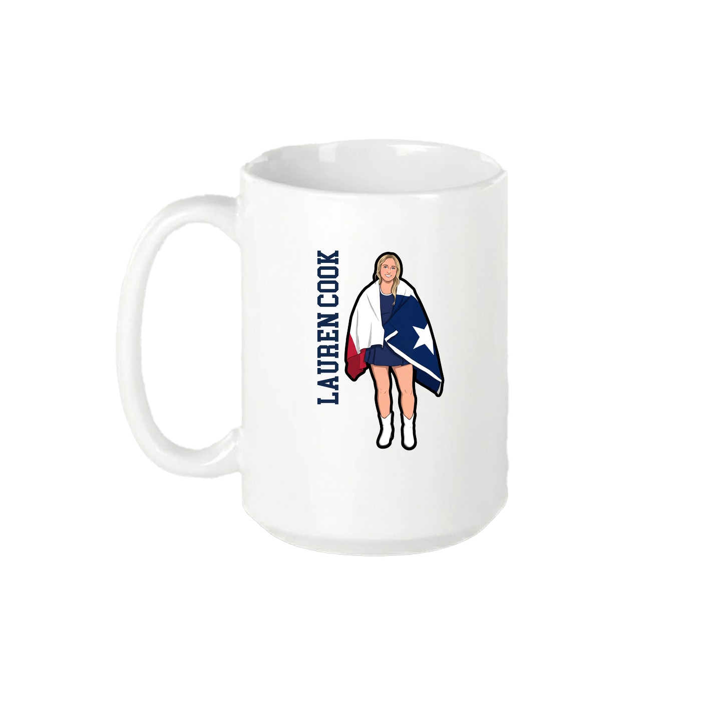 15oz Coffee Mug — Name Vertical in White