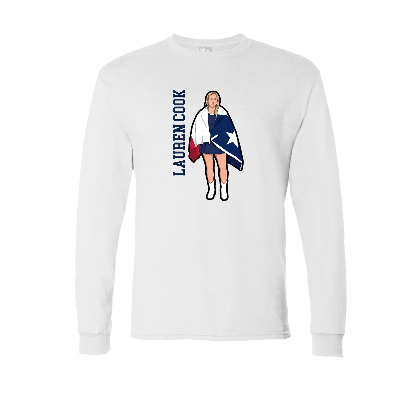 Long Sleeve Tee — Name Vertical in White