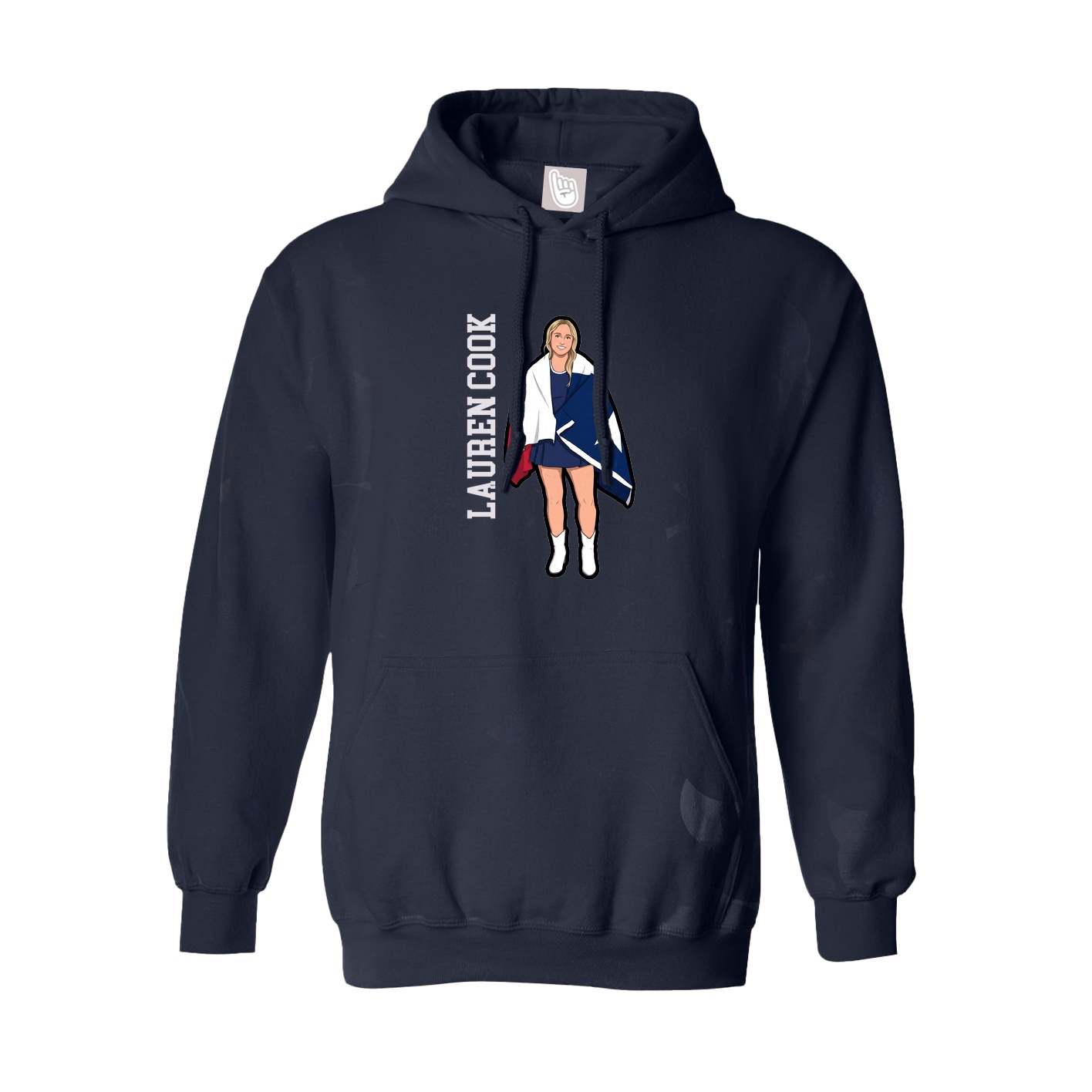 Hoodie — Name Vertical in Navy