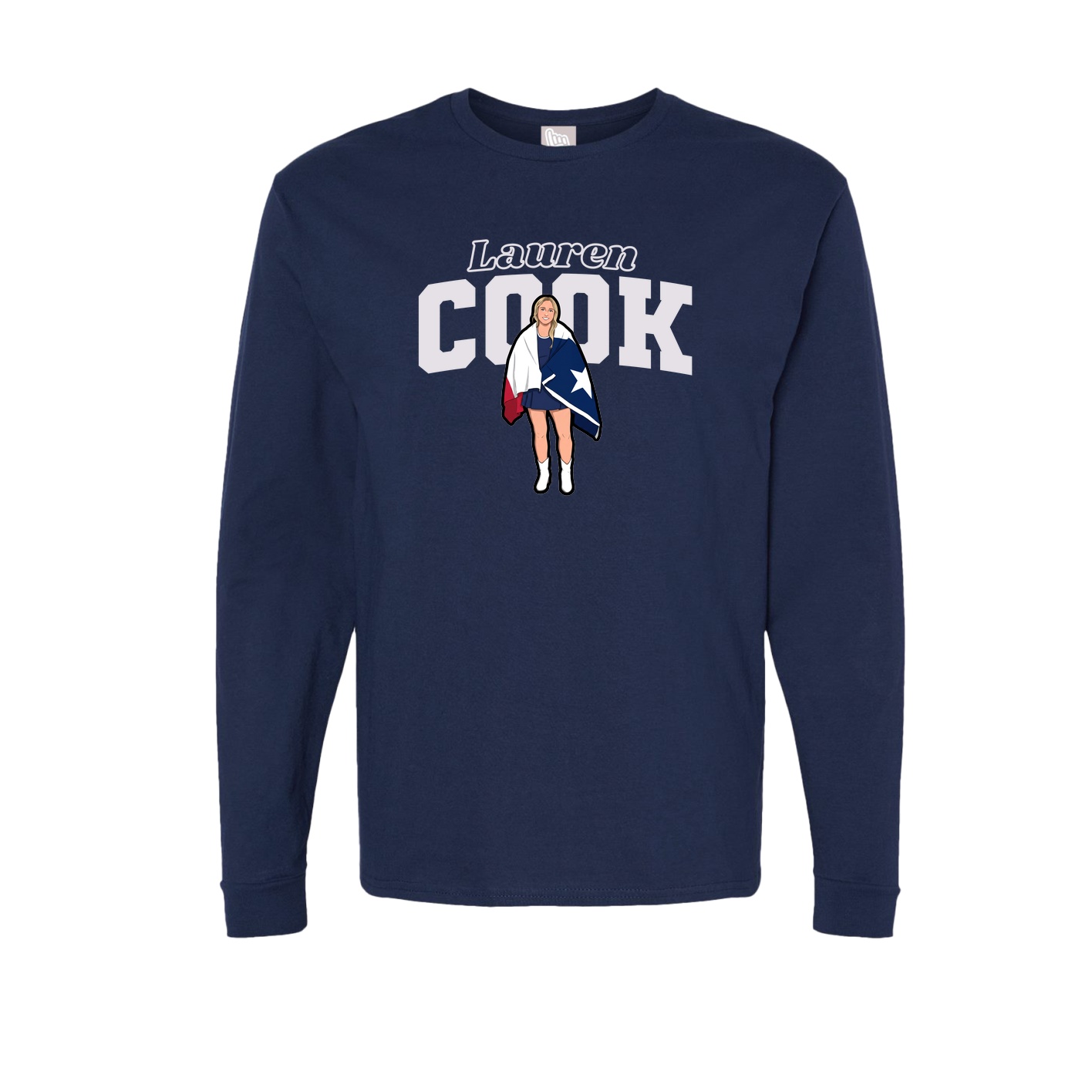 Long Sleeve Tee — Name Arch in Navy