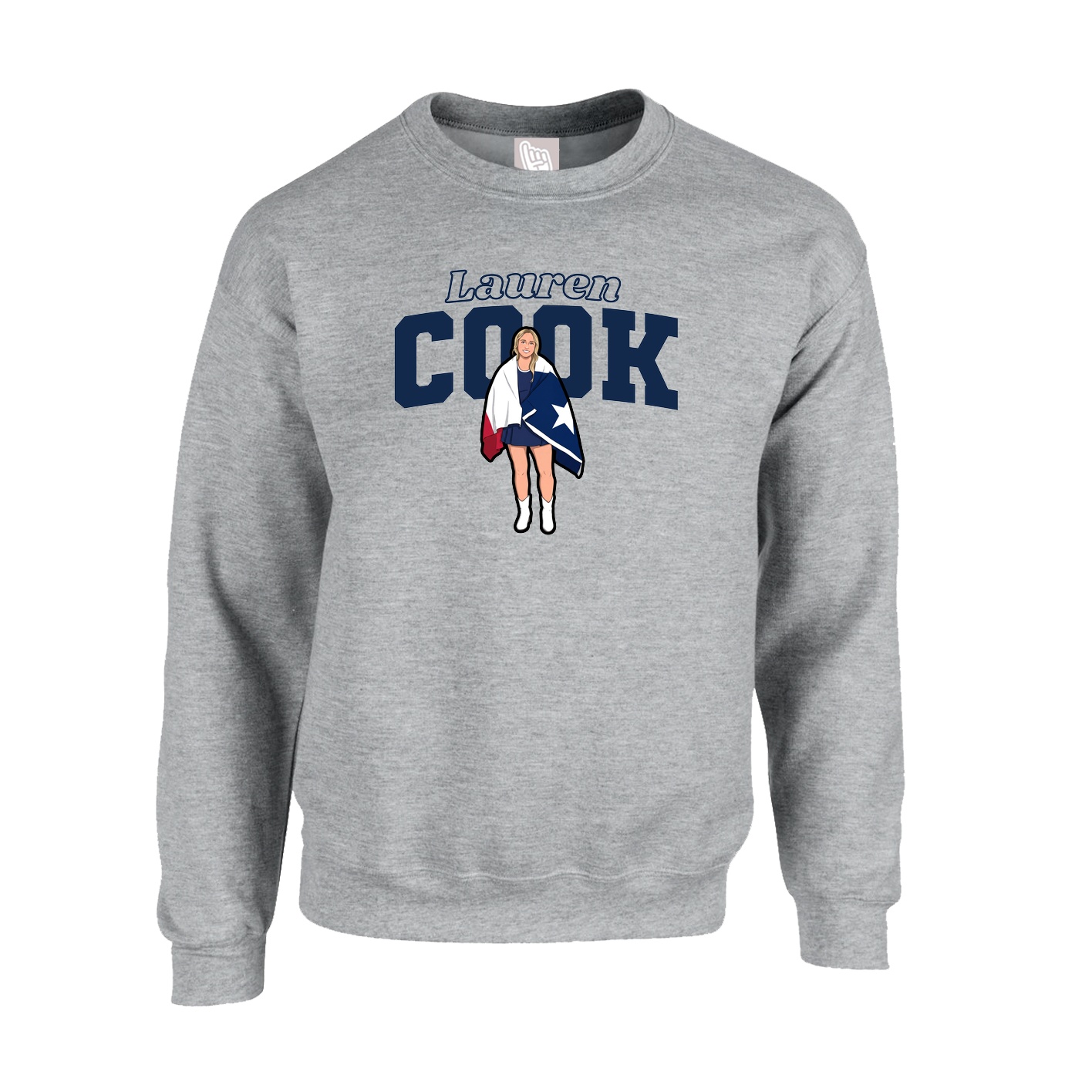 Fleece Crew — Name Arch in Grey