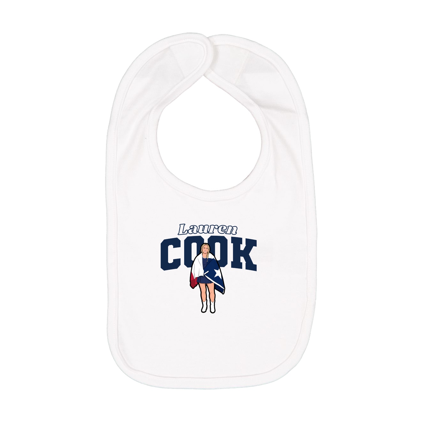 Infant Bib — Name Arch in White