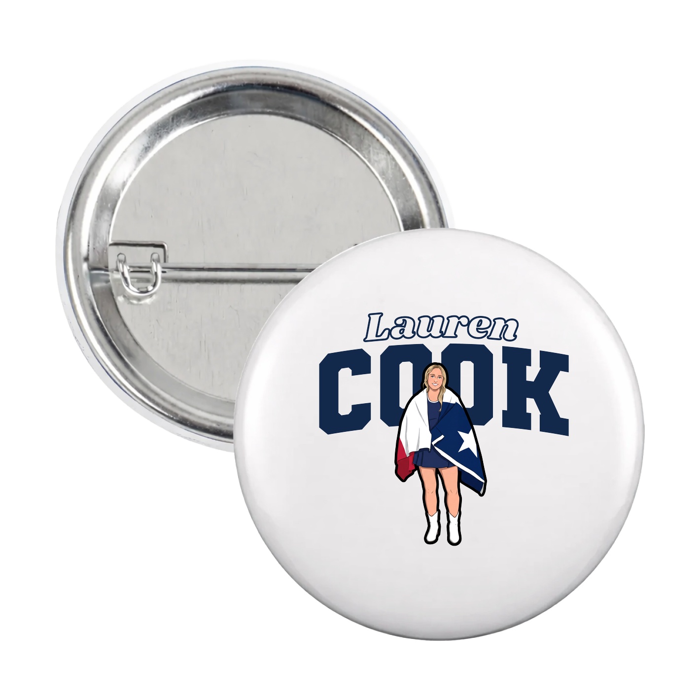 Game Day Button — Name Arch in White