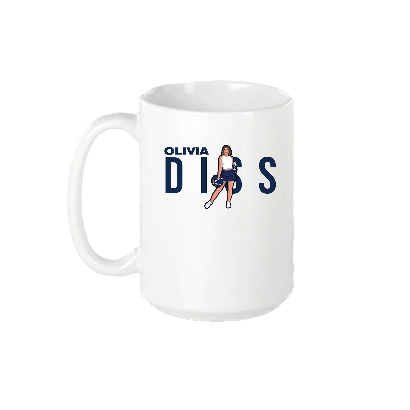 15oz Coffee Mug — Player Name in White