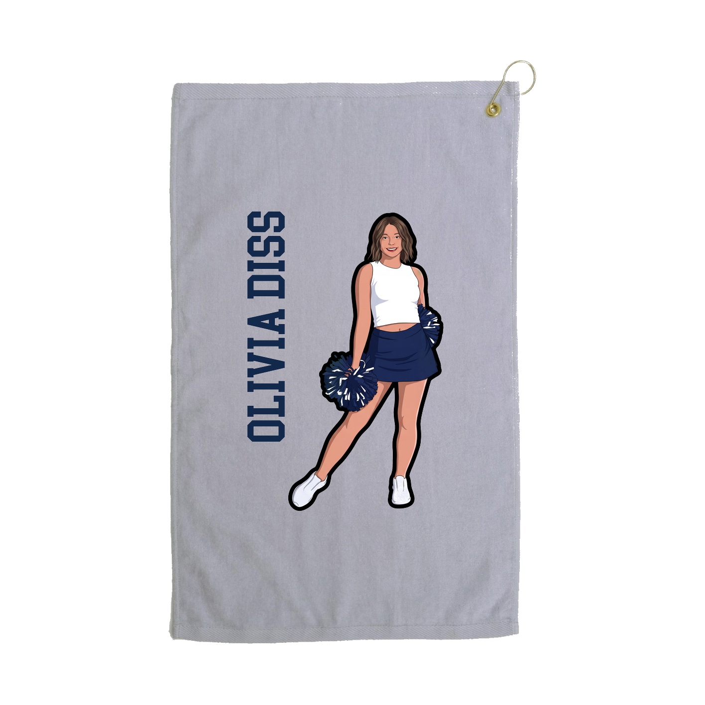 Golf Towel — Name Vertical in Grey