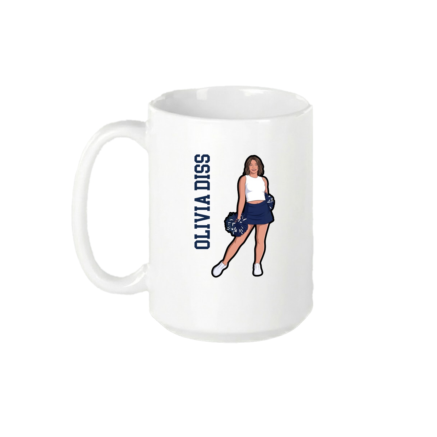 15oz Coffee Mug — Name Vertical in White