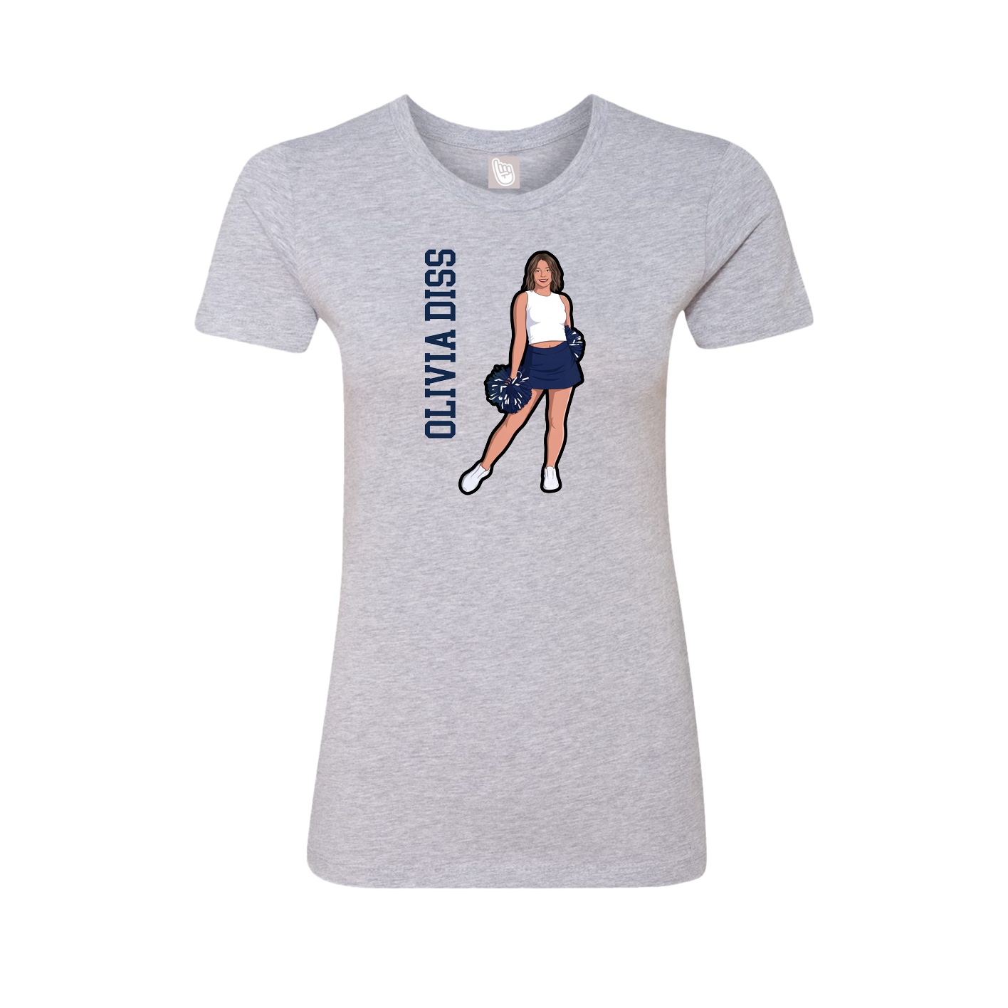 Fitted Women's Tee — Name Vertical in Grey