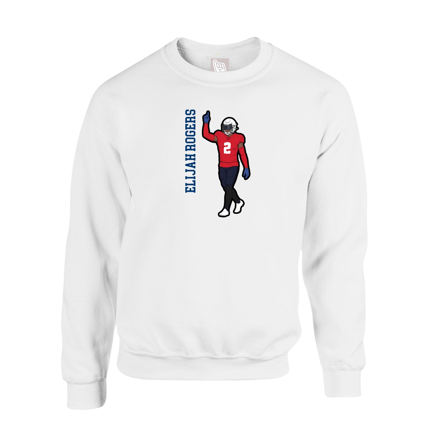 Fleece Crew — Name Vertical in White