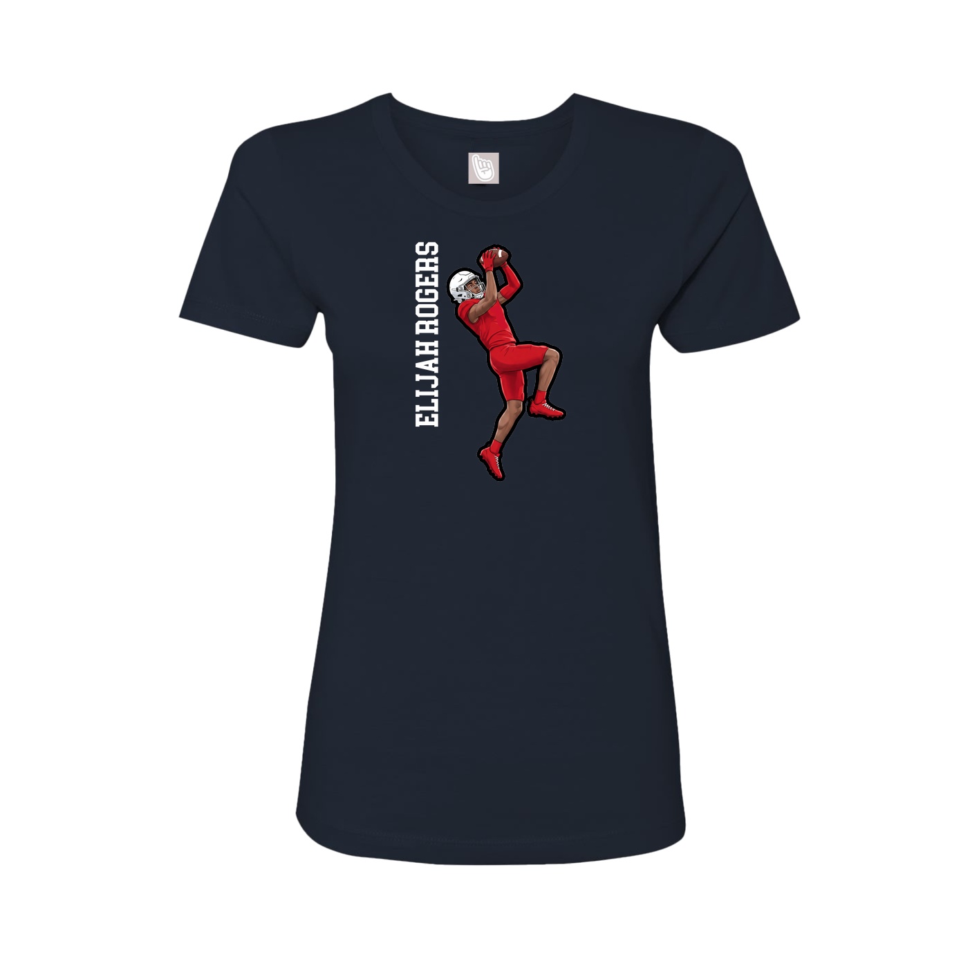 Fitted Women's Tee — Name Vertical in Navy
