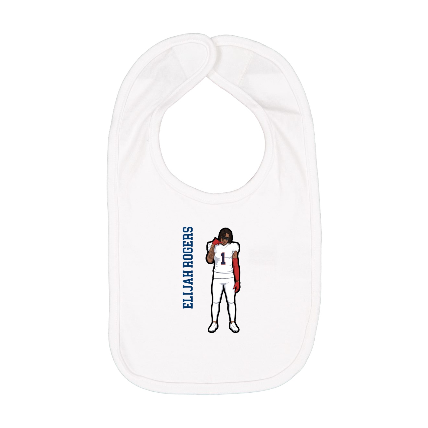 Infant Bib — Name Vertical in White