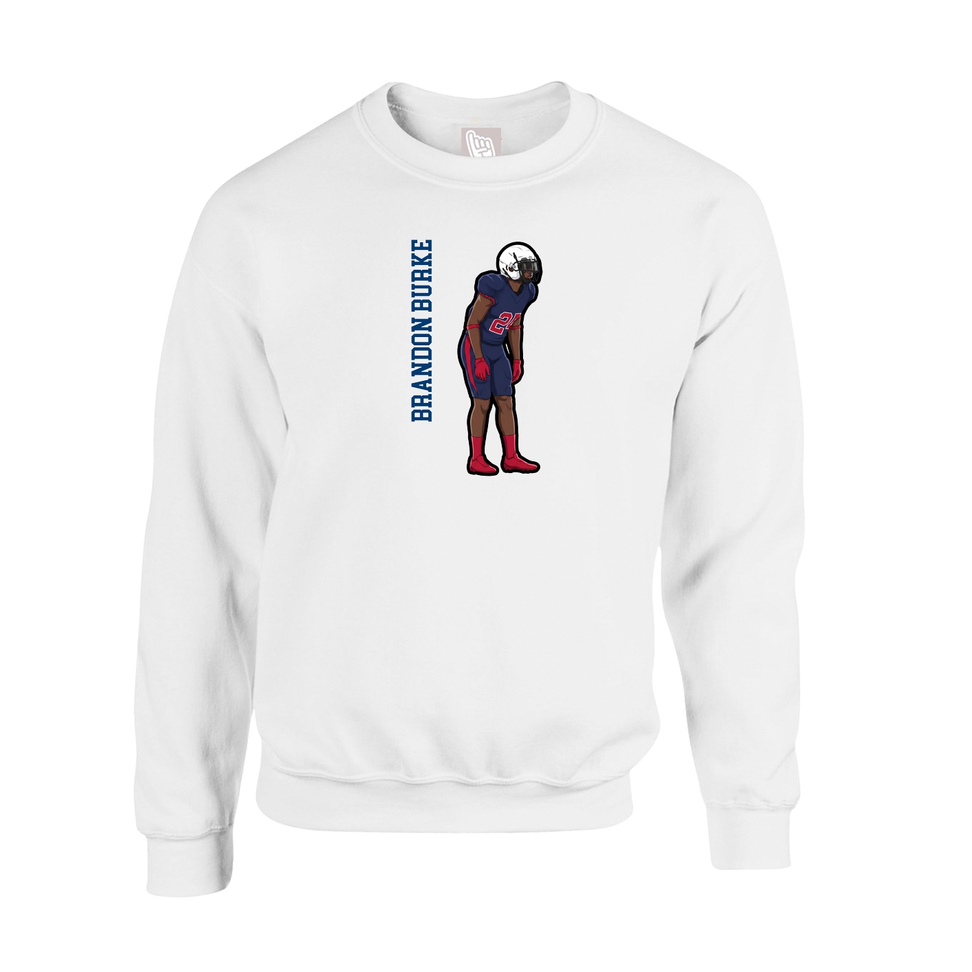 Fleece Crew — Name Vertical in White