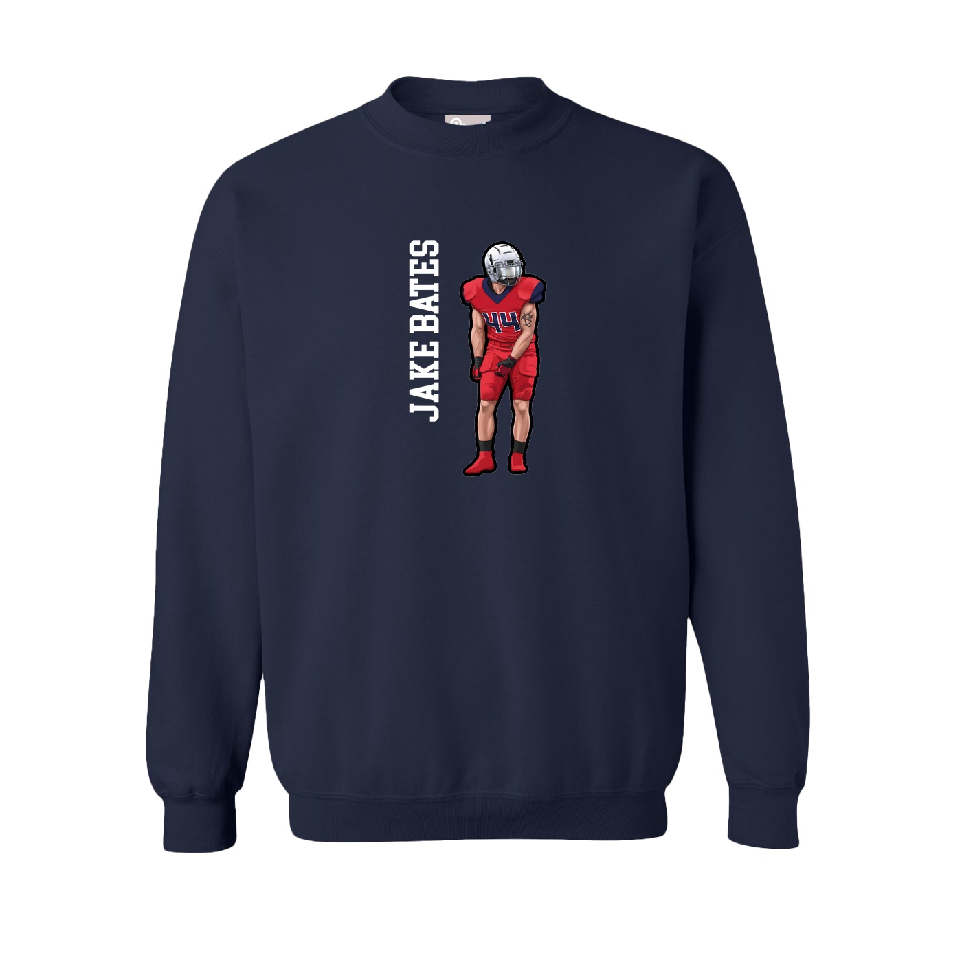 Fleece Crew — Name Vertical in Navy