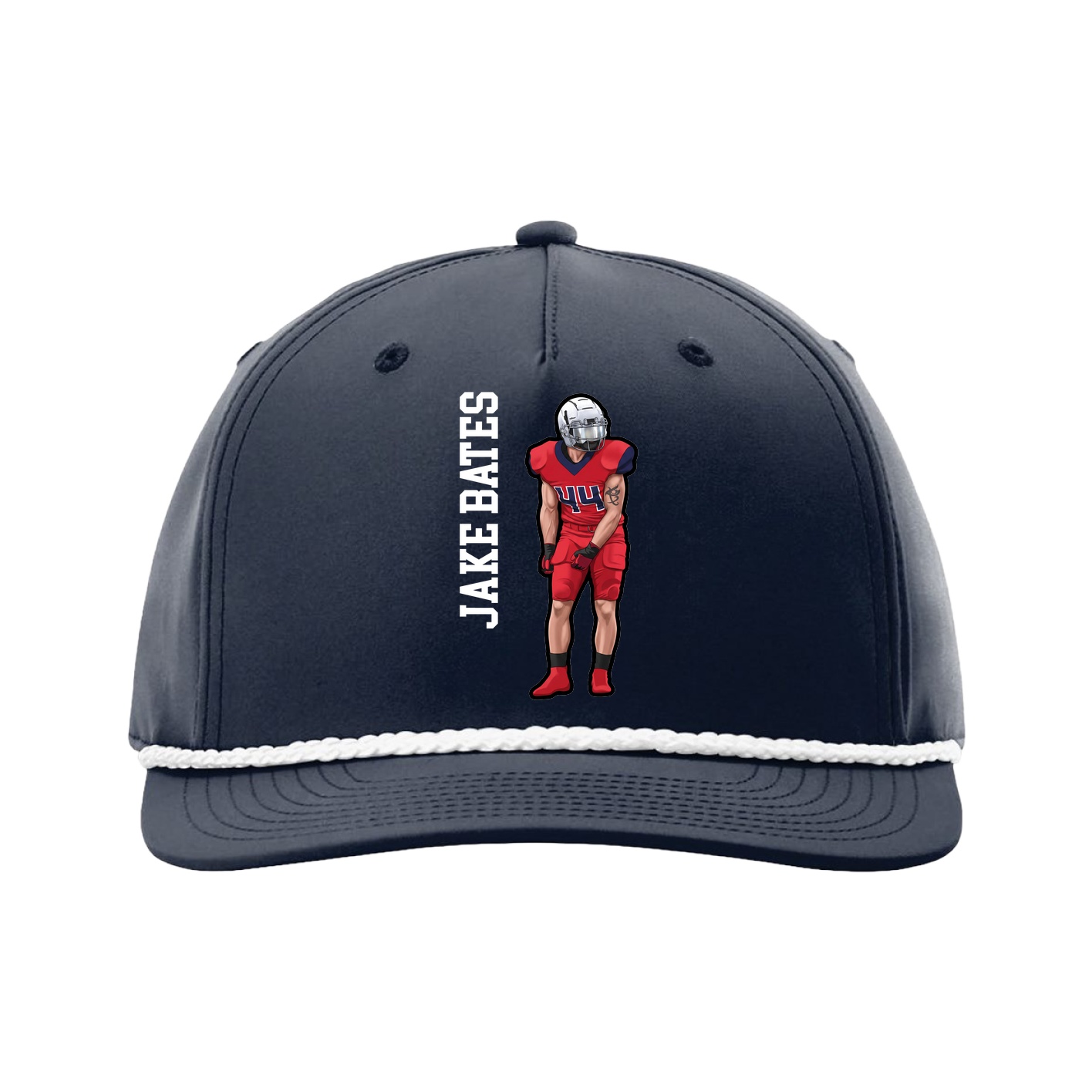 Five-Panel Classic Rope Cap — Name Vertical in Navy