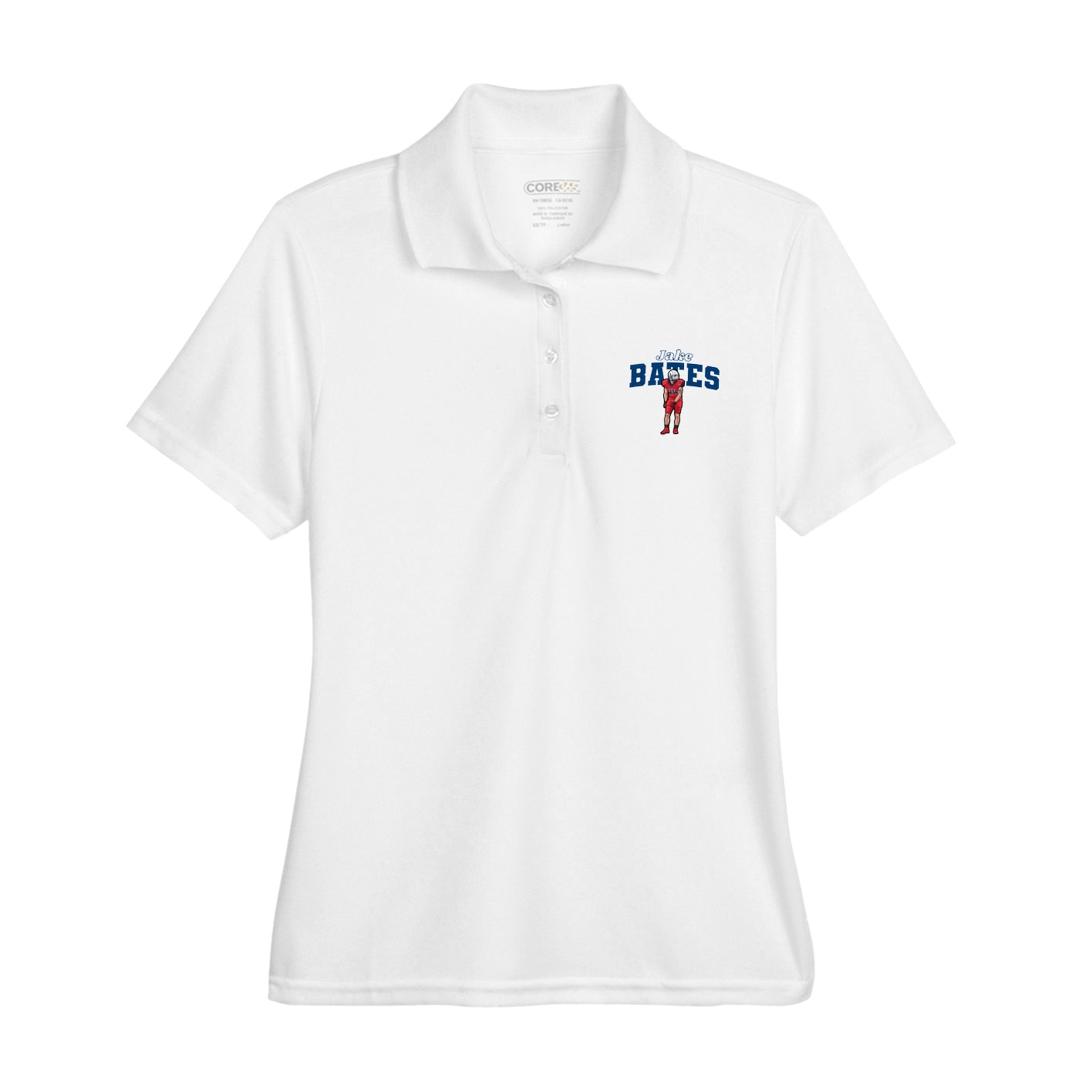 Womens Performance Polo — Name Arch in White