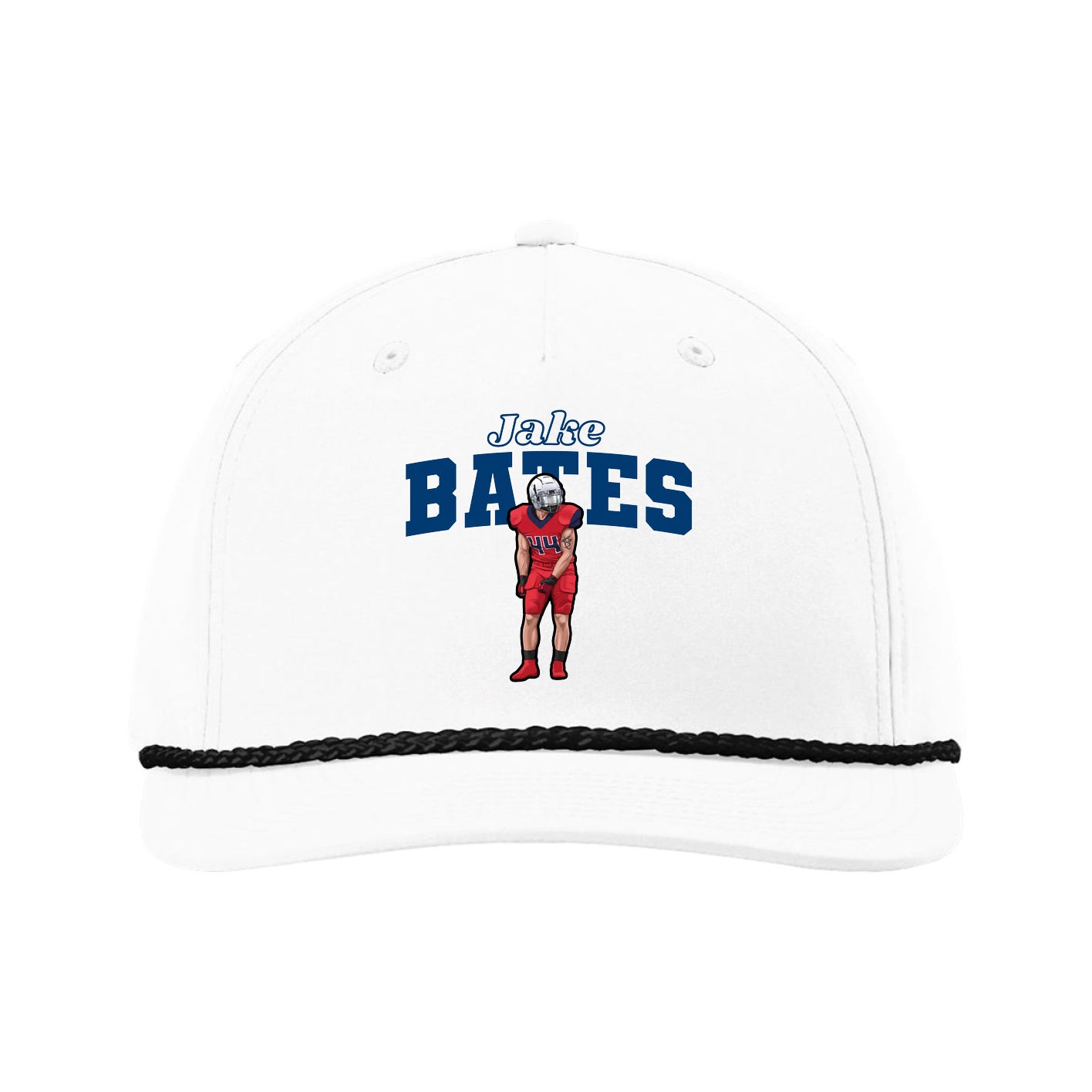 Five-Panel Classic Rope Cap — Name Arch in White