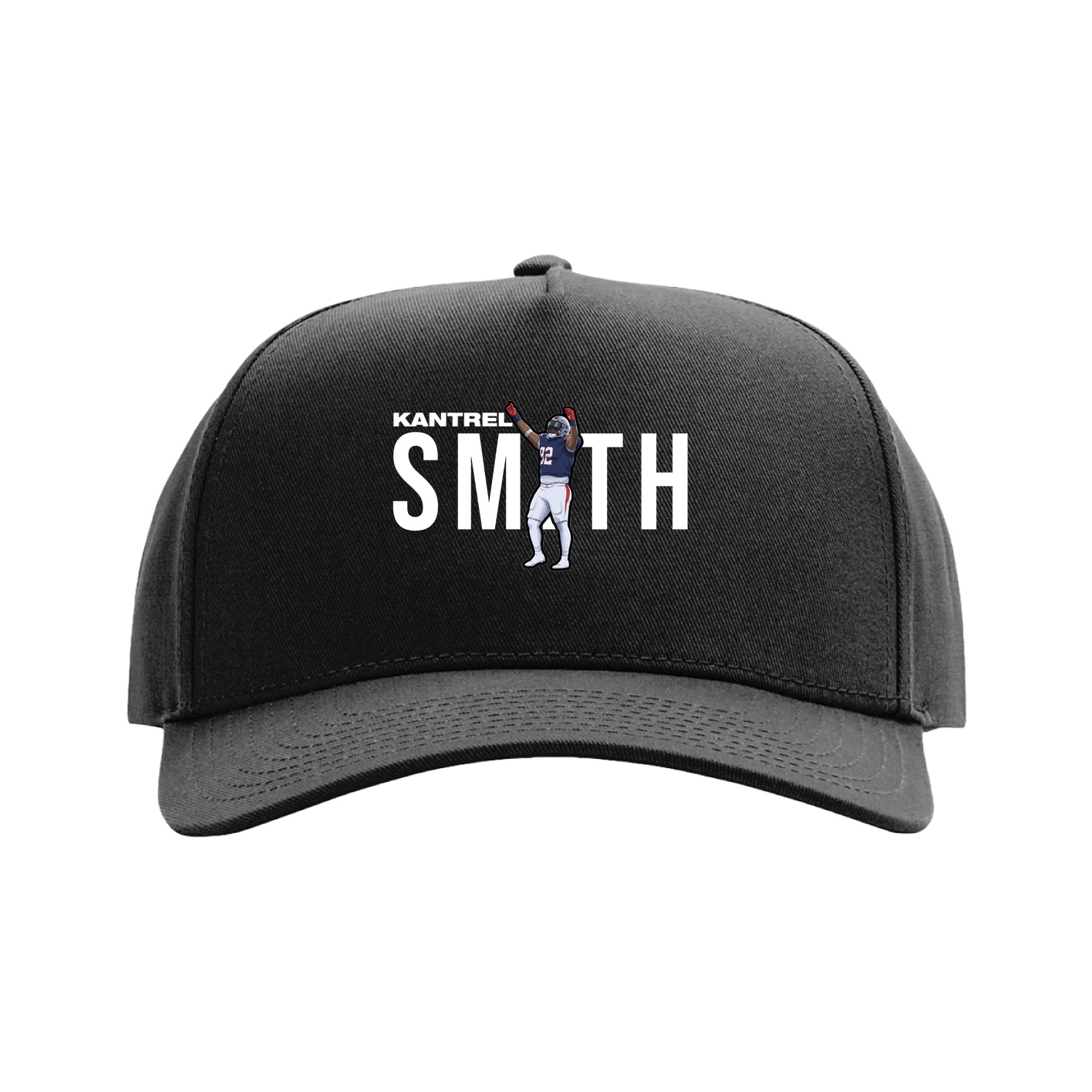 Full Fabric Five-Panel Champ Cap — Player Name in Black