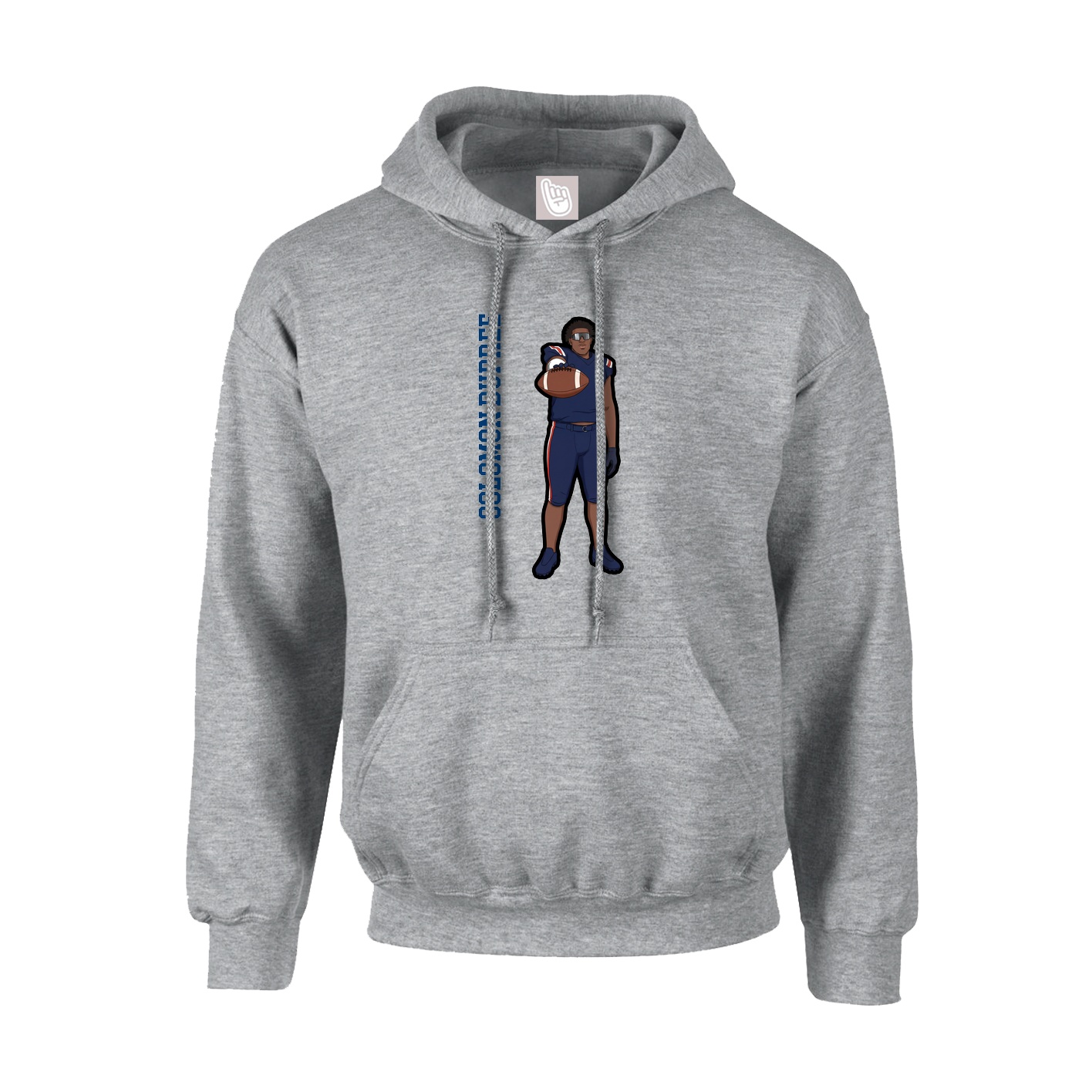 Youth Hoodie — Name Vertical in Grey