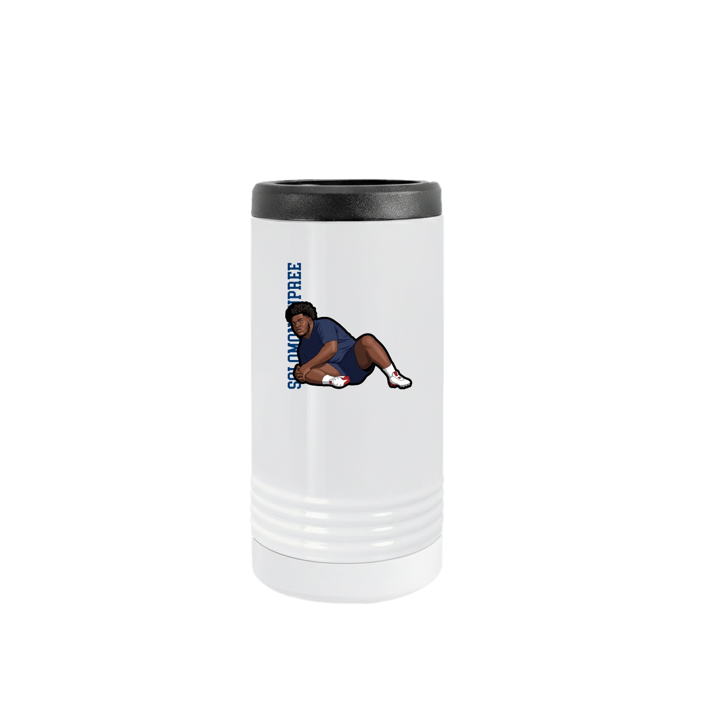 Slim Beverage Holder — Name Vertical in White