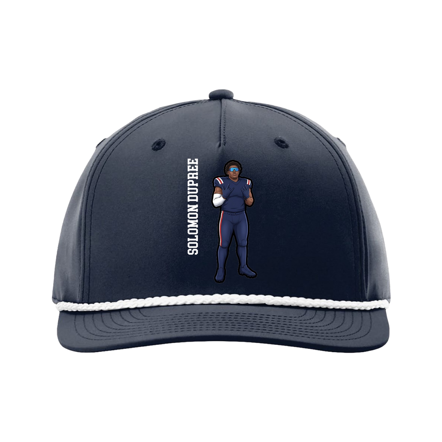 Five-Panel Classic Rope Cap — Name Vertical in Navy