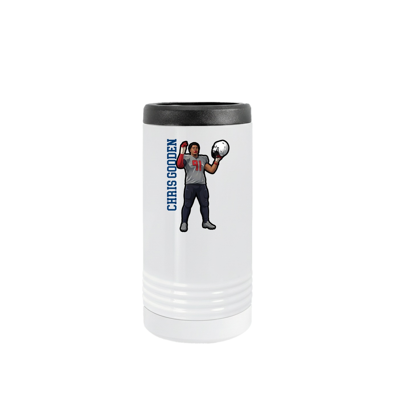 Slim Beverage Holder — Name Vertical in White
