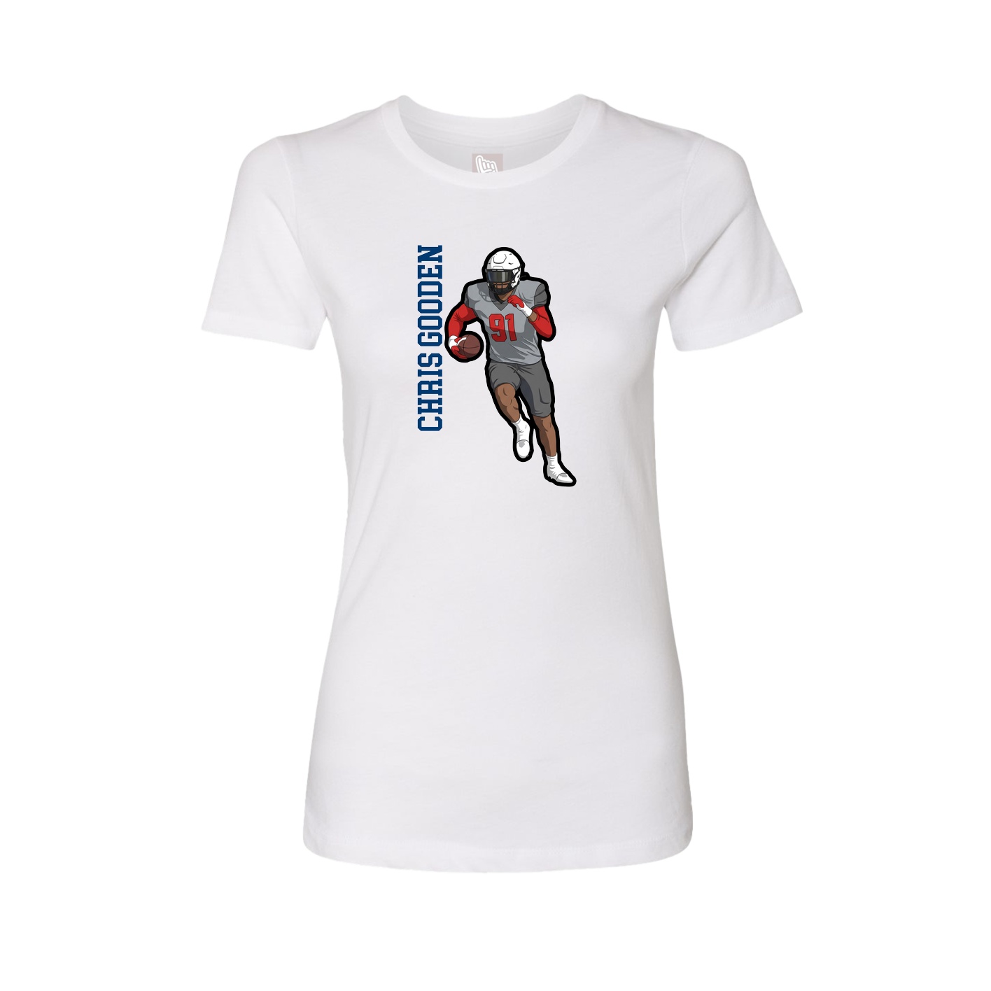 Fitted Women's Tee — Name Vertical in White