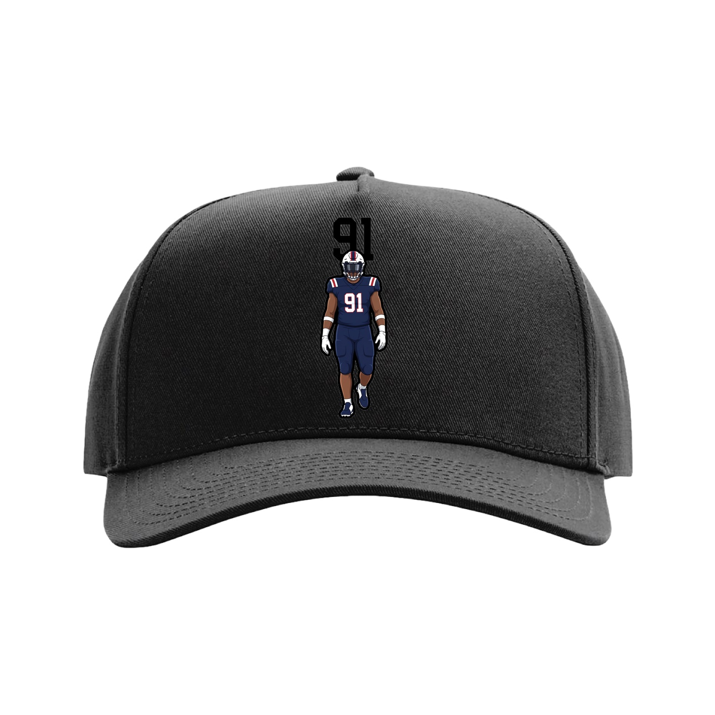 Full Fabric Five-Panel Champ Cap — Number Top in Black
