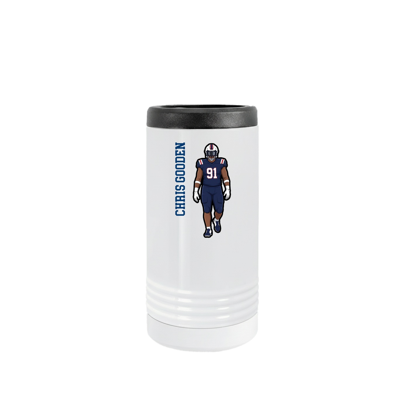 Slim Beverage Holder — Name Vertical in White