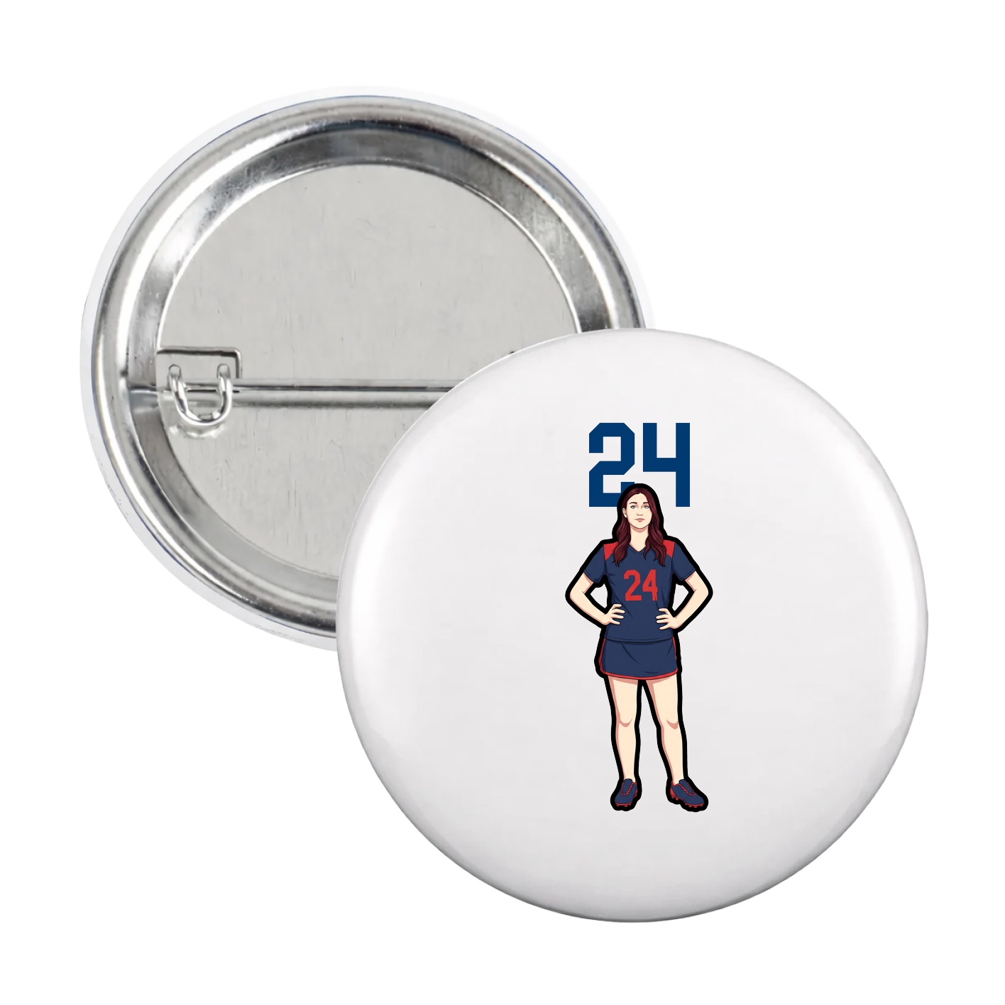 Game Day Button — Number Top in White