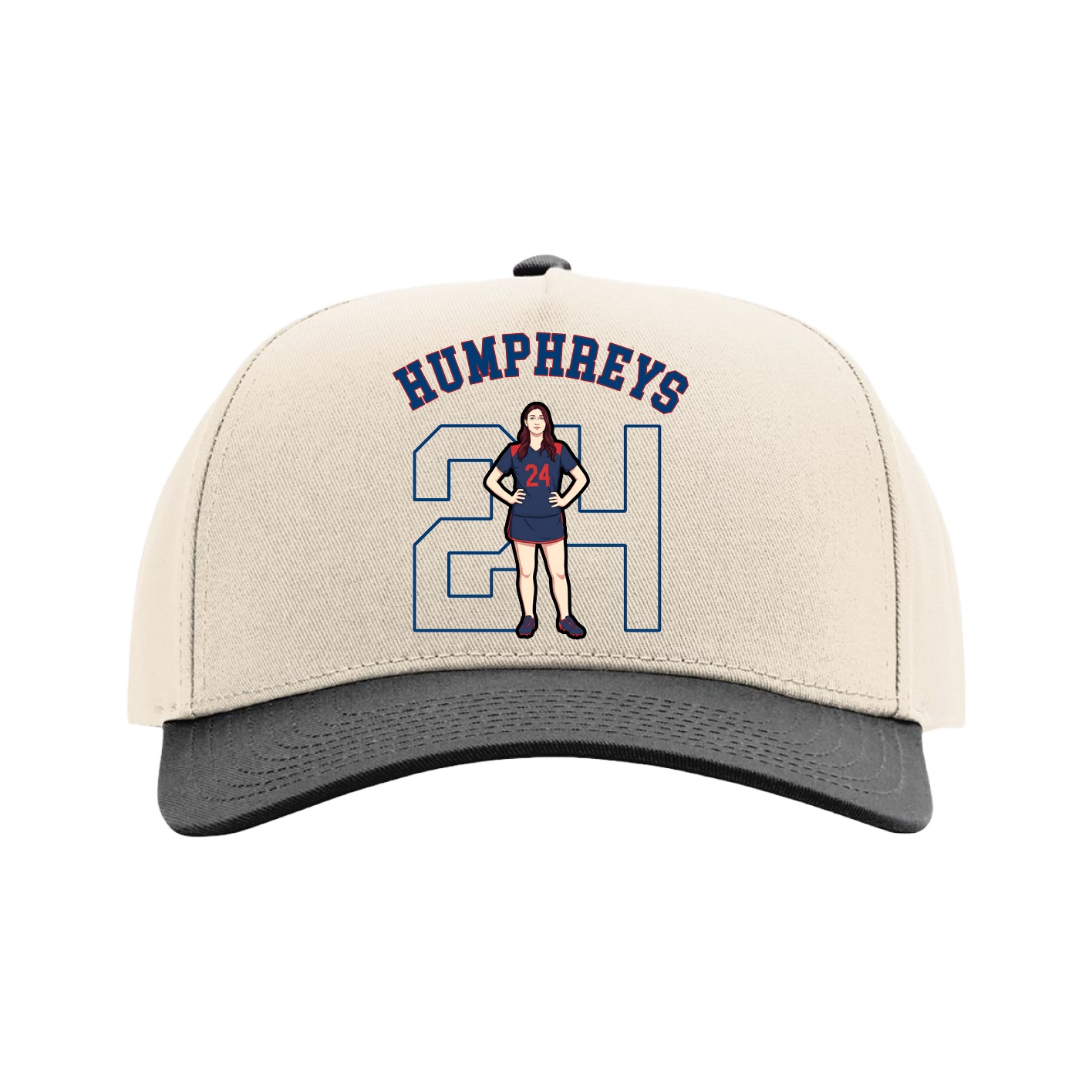 Full Fabric Five-Panel Champ Cap — Shirsey Arch in Cream/Black