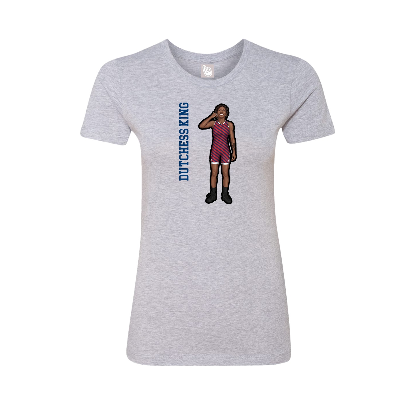 Fitted Women's Tee — Name Vertical in Grey