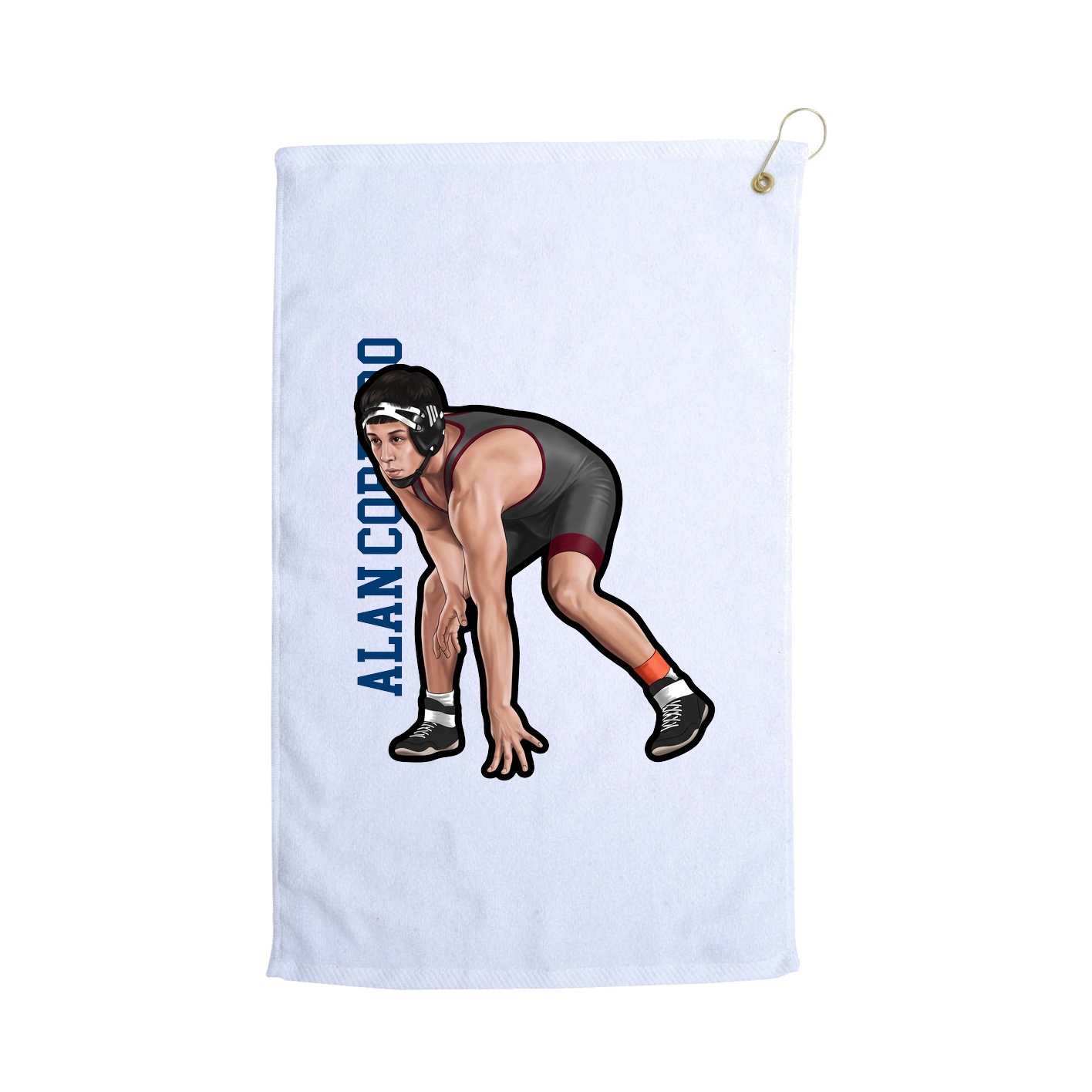 Golf Towel — Name Vertical in White