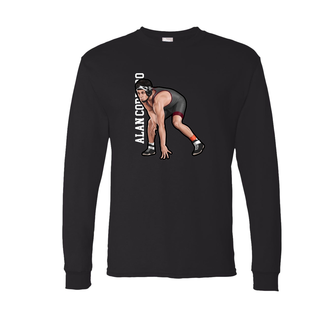 Long Sleeve Tee — Name Vertical in Black