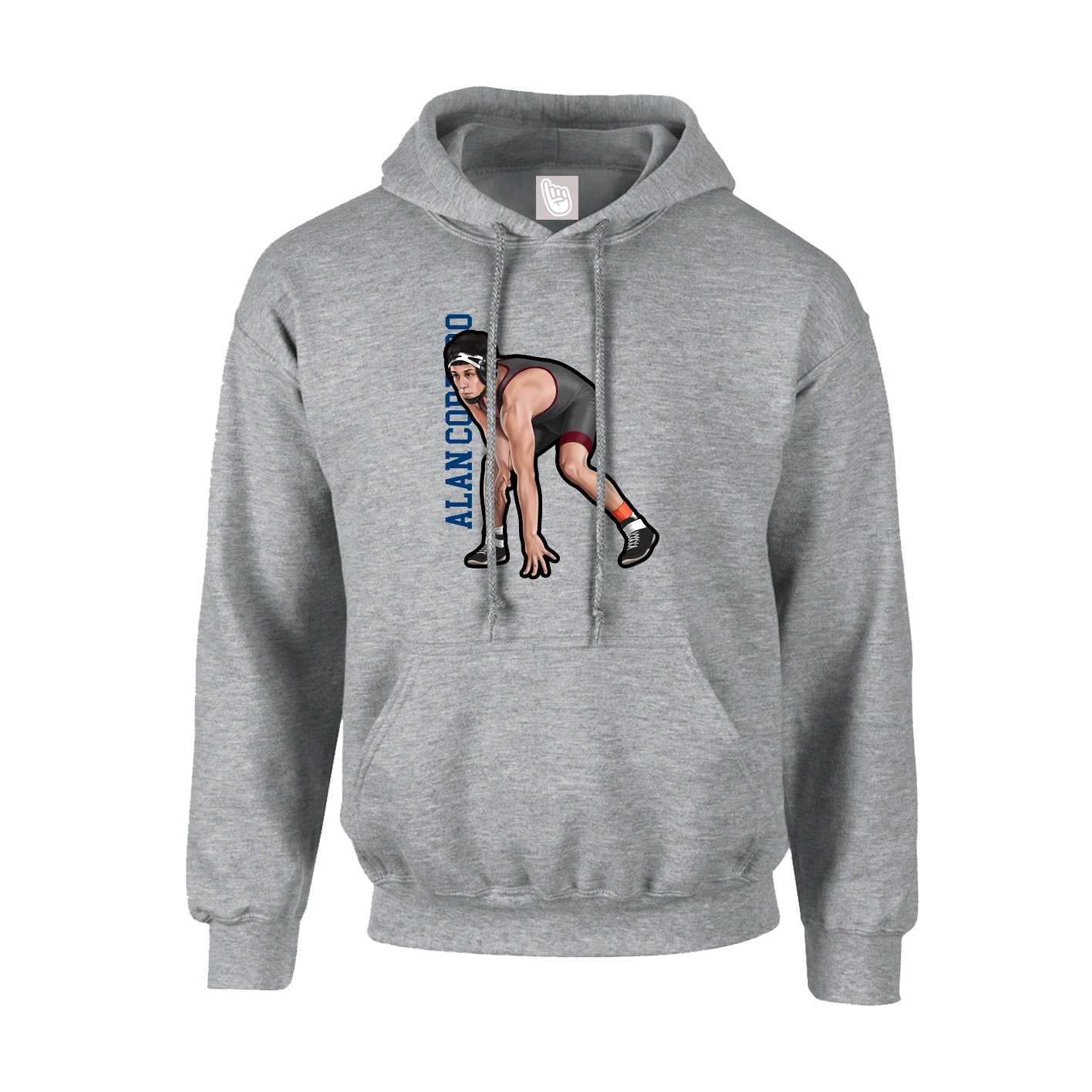 Hoodie — Name Vertical in Grey