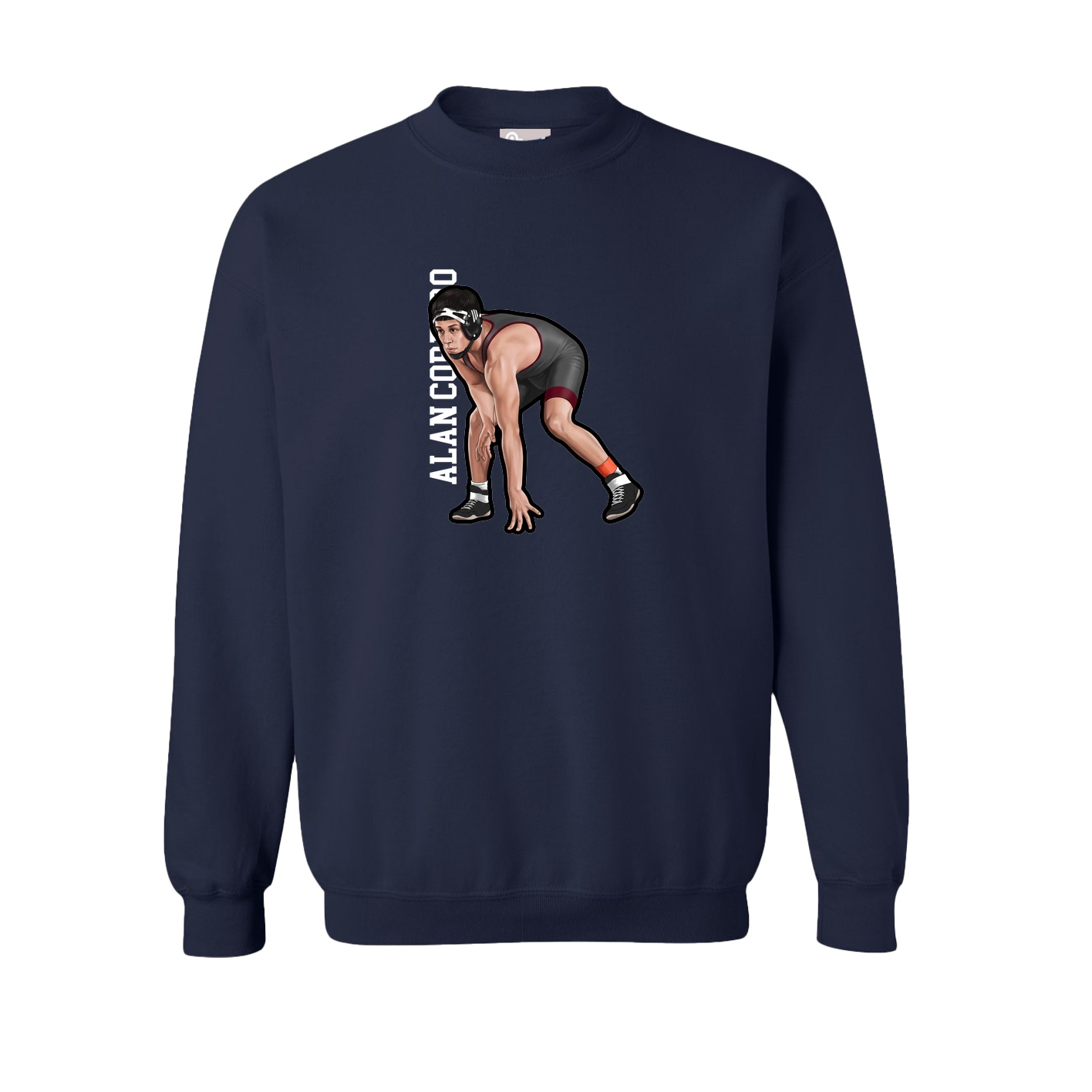 Fleece Crew — Name Vertical in Navy