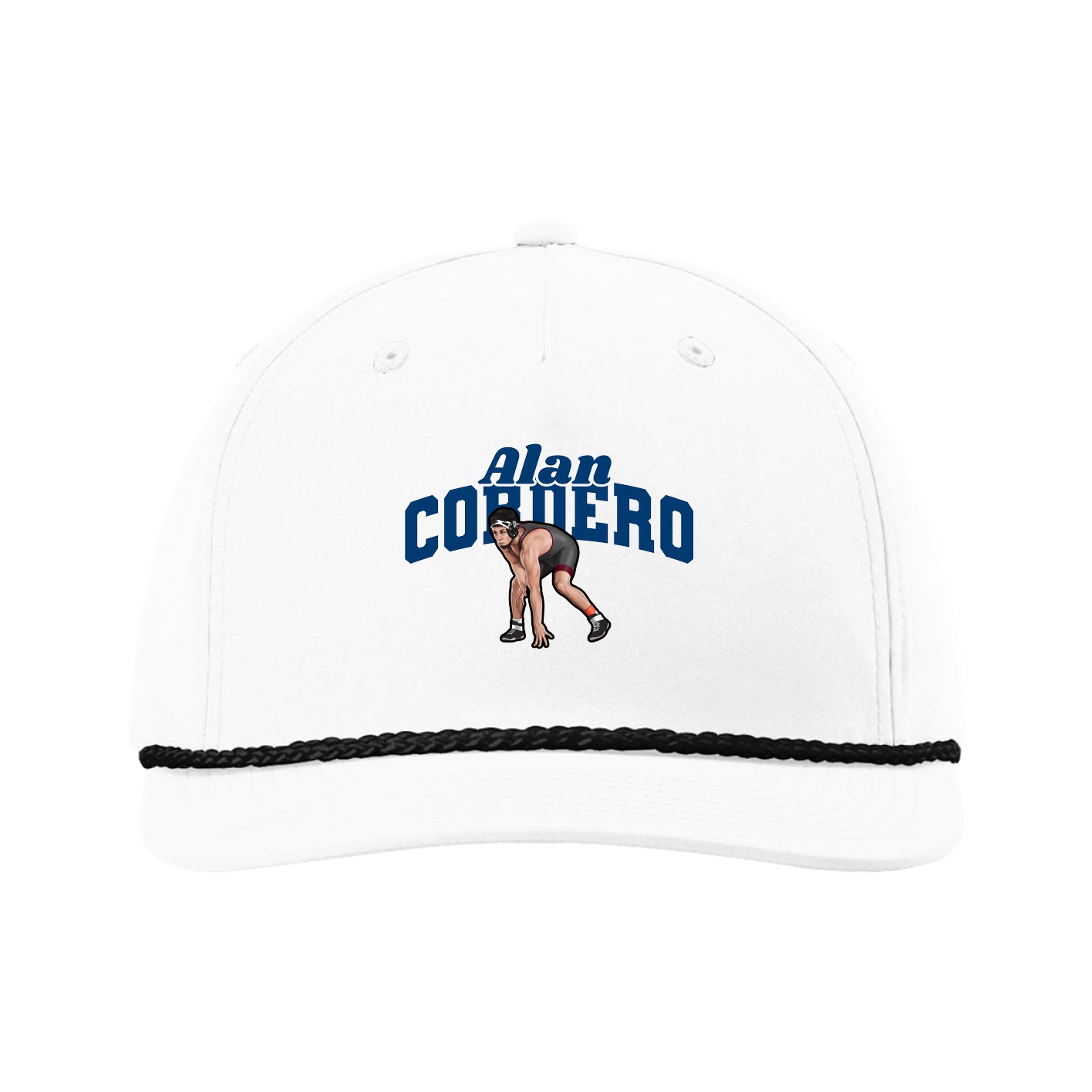 Five-Panel Classic Rope Cap — Signature Arch in White