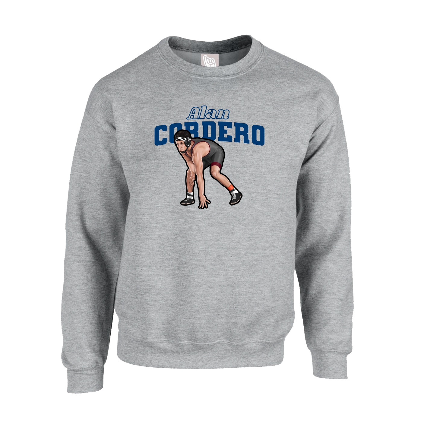 Fleece Crew — Name Arch in Grey