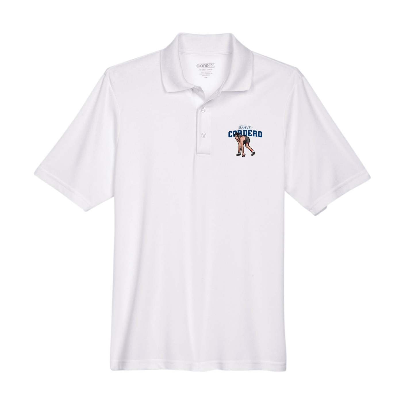 Performance Polo — Name Arch in White