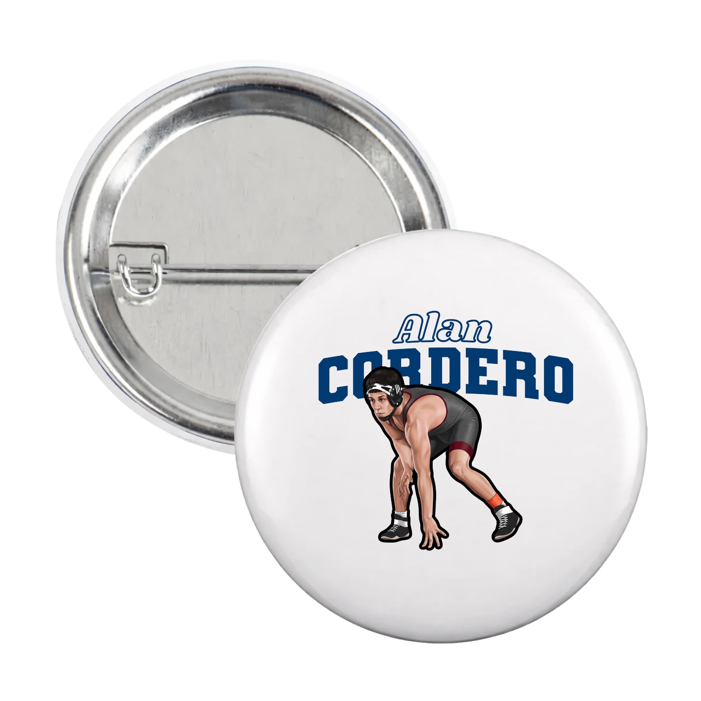 Game Day Button — Name Arch in White
