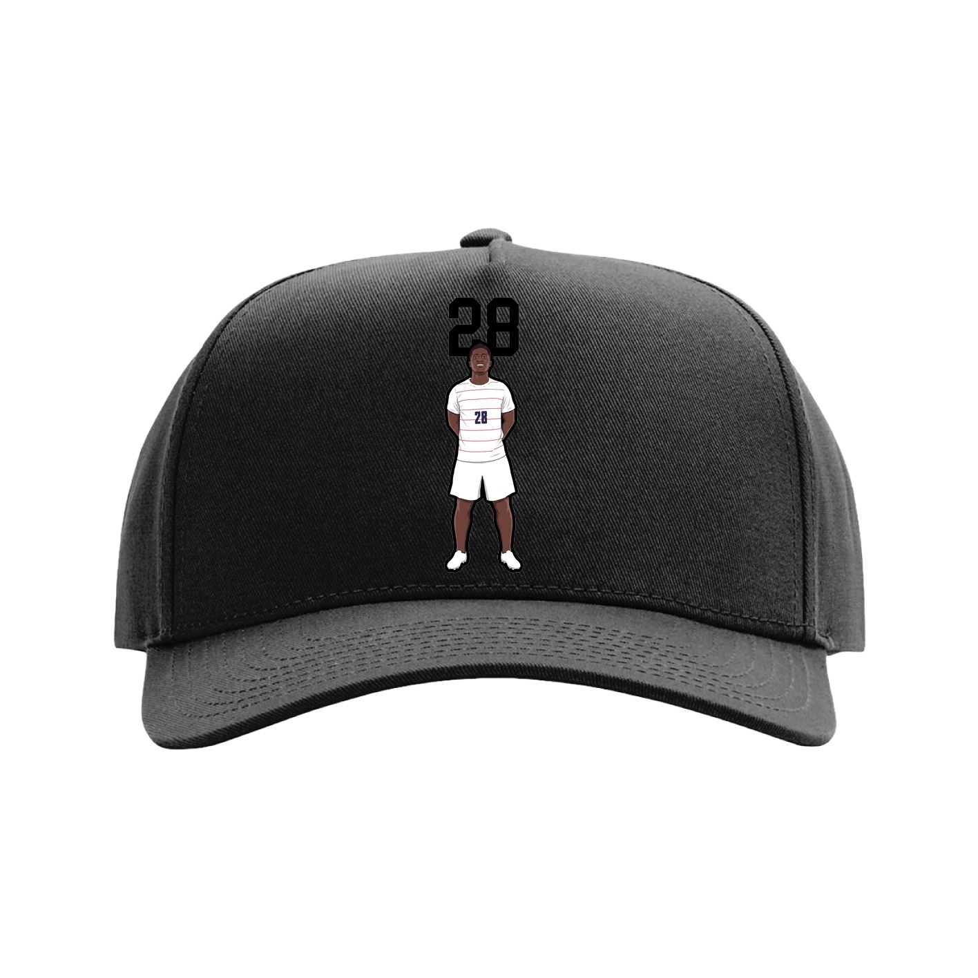 Full Fabric Five-Panel Champ Cap — Number Top in Black